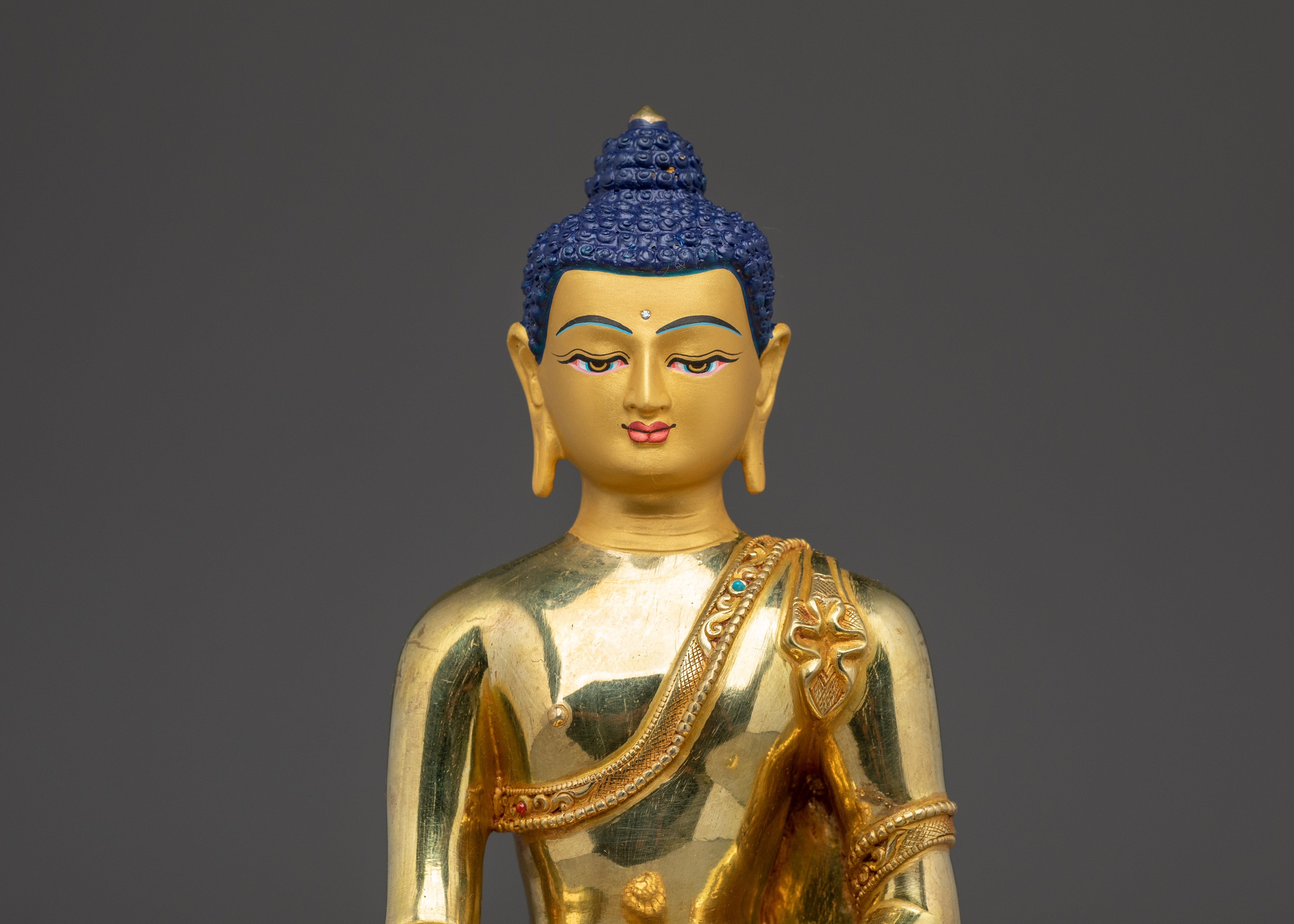 Tathagata Shakyamuni Buddha Sculpture | Gold-Plated Copper Buddha Statue