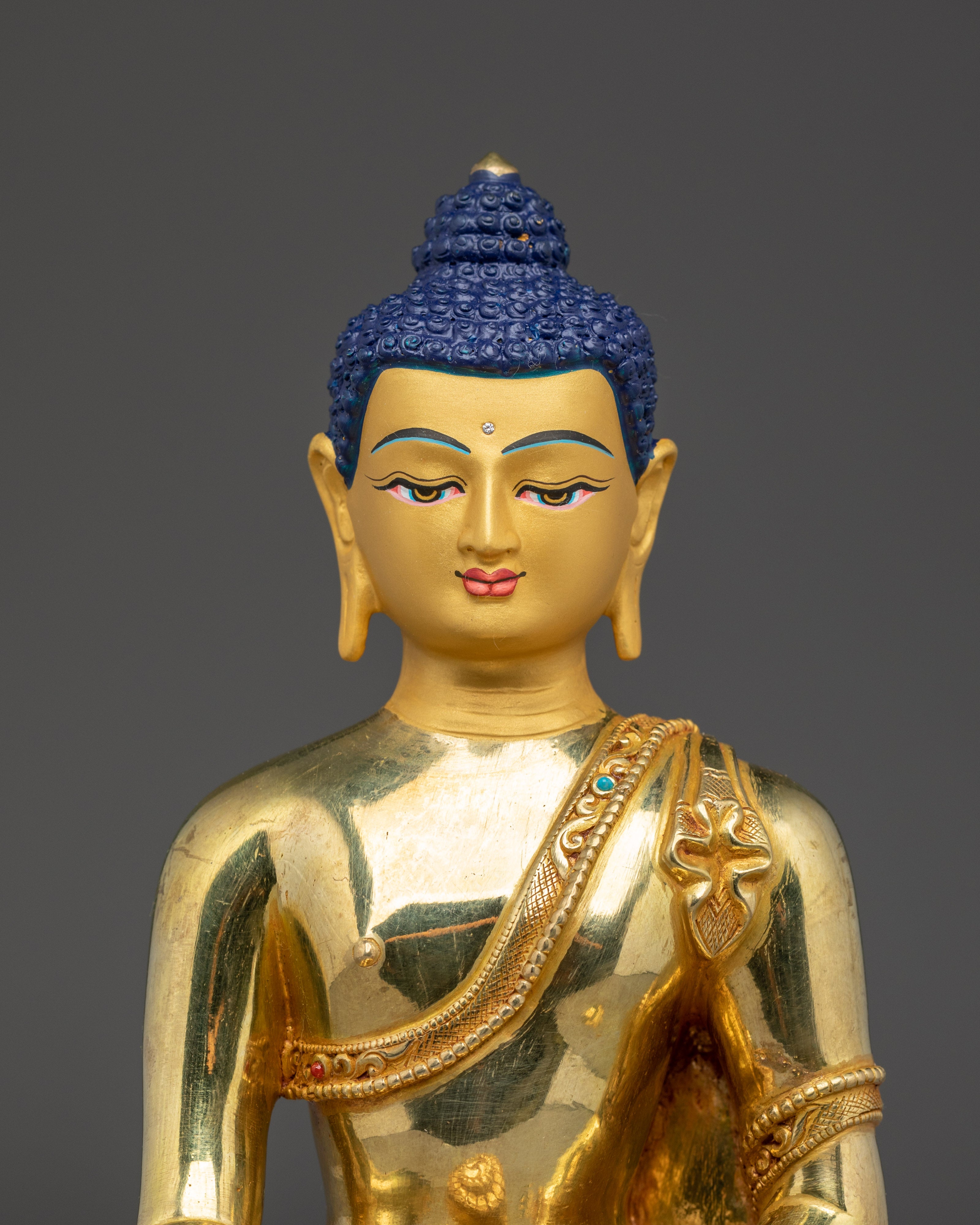 Tathagata Shakyamuni Buddha Sculpture | Gold-Plated Copper Buddha Statue