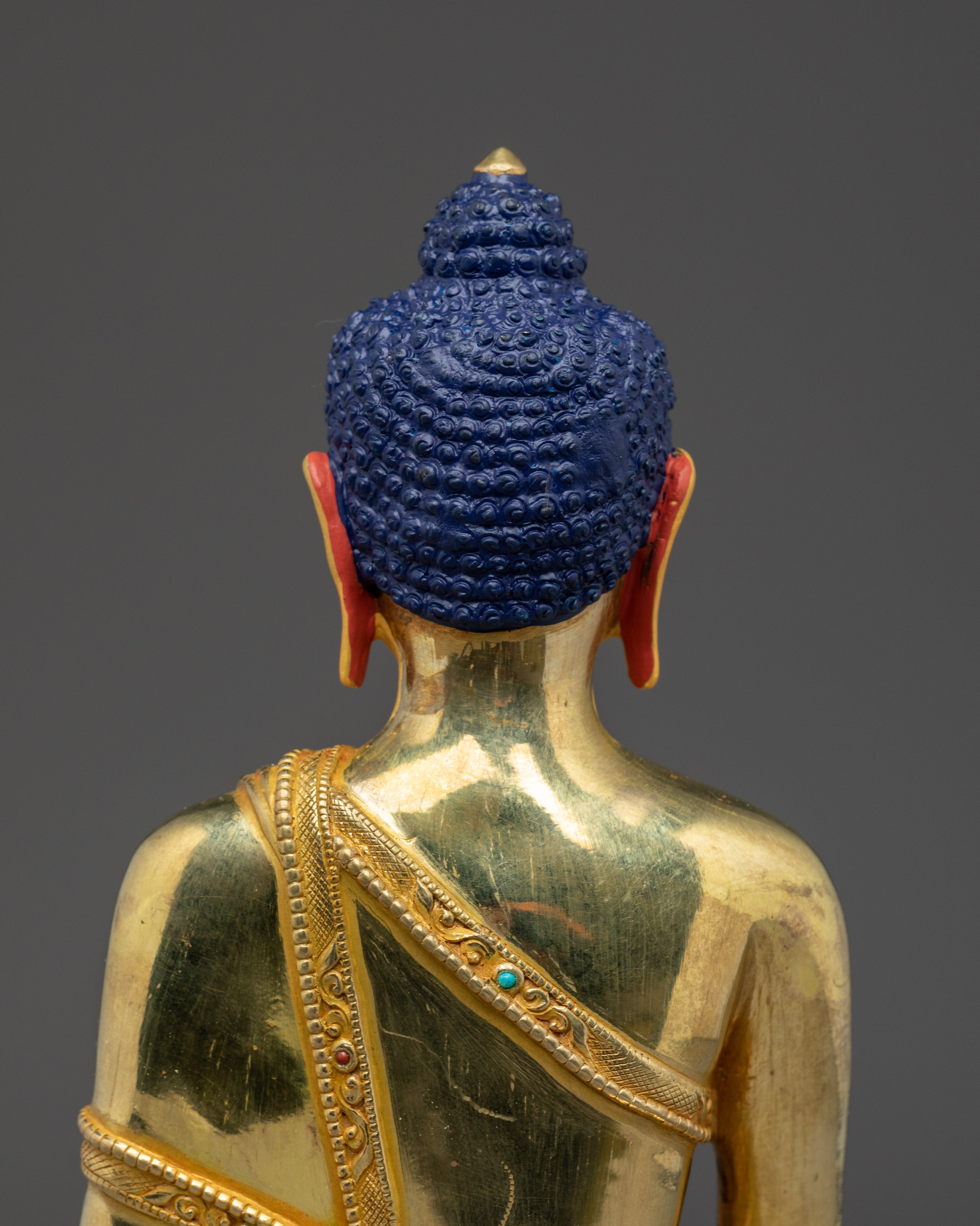Tathagata Shakyamuni Buddha Sculpture | Gold-Plated Copper Buddha Statue