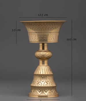 Spiritual Offering Butter Lamp | Brass Tibetan Ritual Lamp for Altar