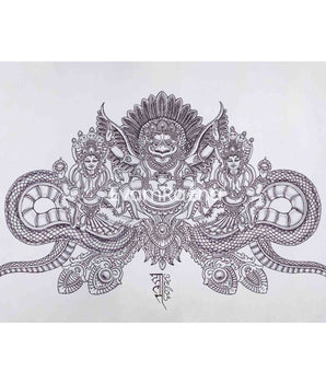 The Garuda Bird Paubha Painting Print