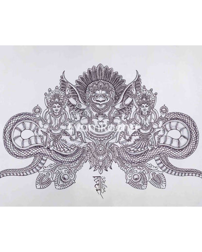 The Garuda Bird Paubha Painting Print 