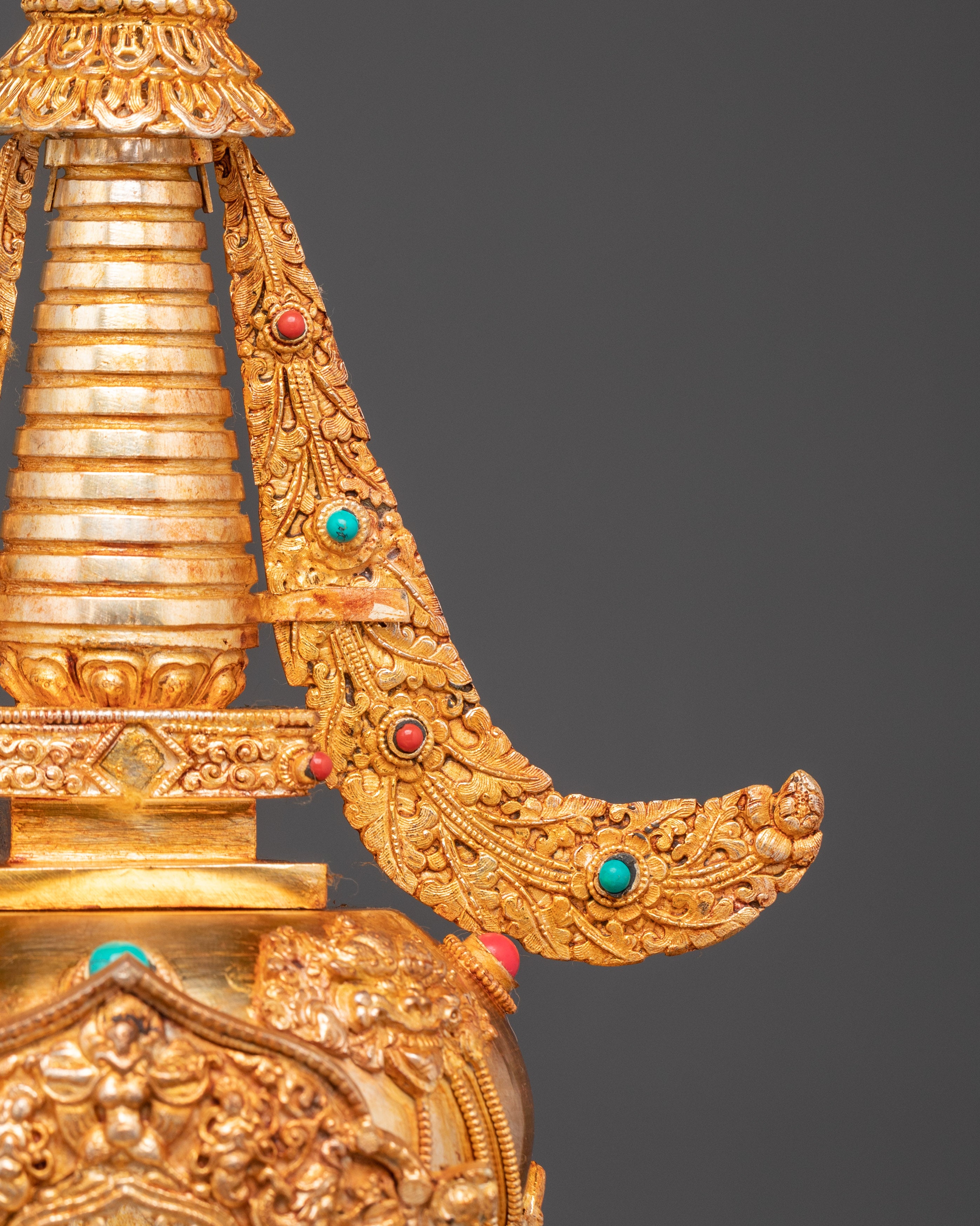 Gold-Plated Traditional Tibetan Stupa | Symbol of Enlightenment & Sacred Blessings