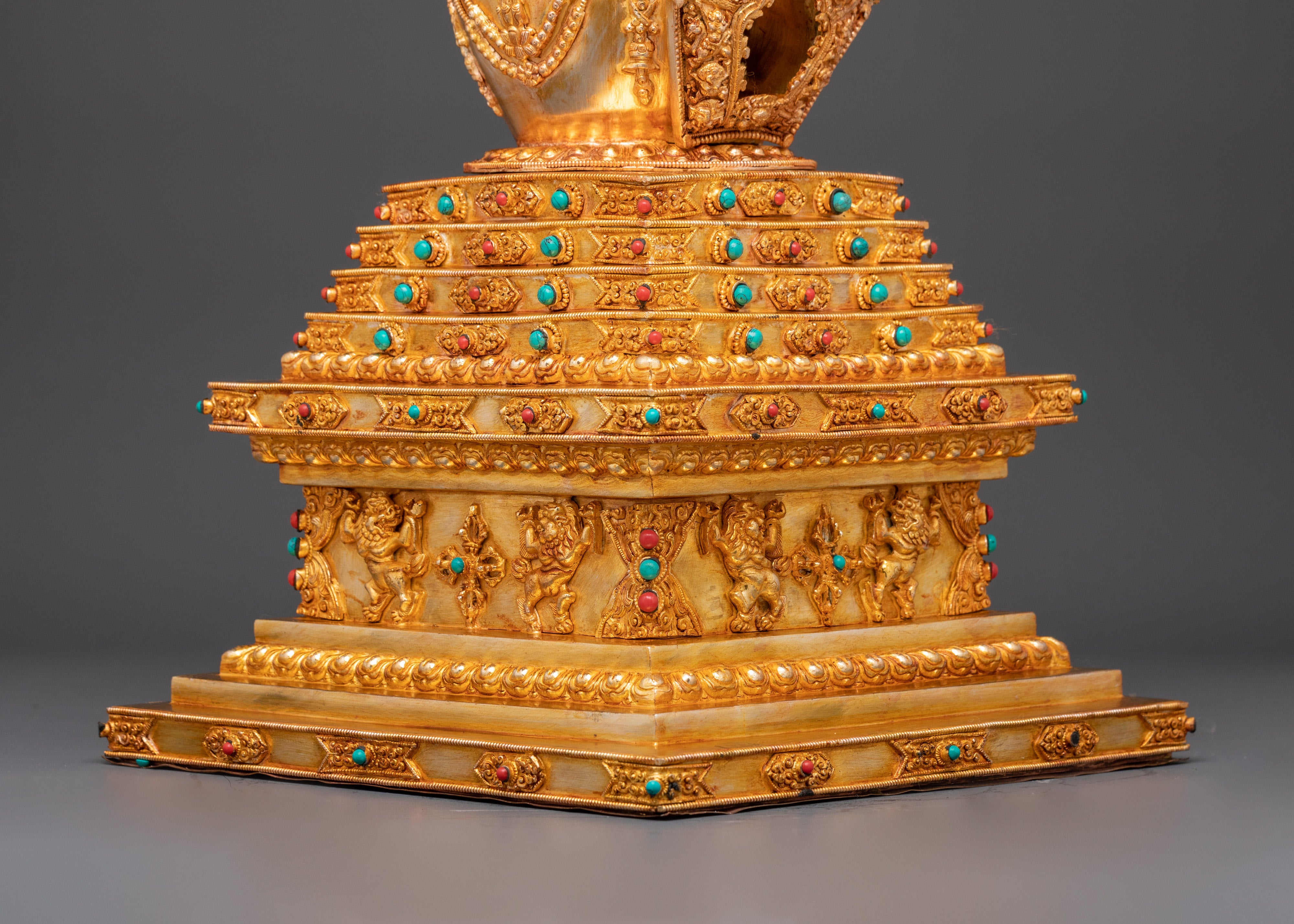 Gold-Plated Traditional Tibetan Stupa | Symbol of Enlightenment & Sacred Blessings