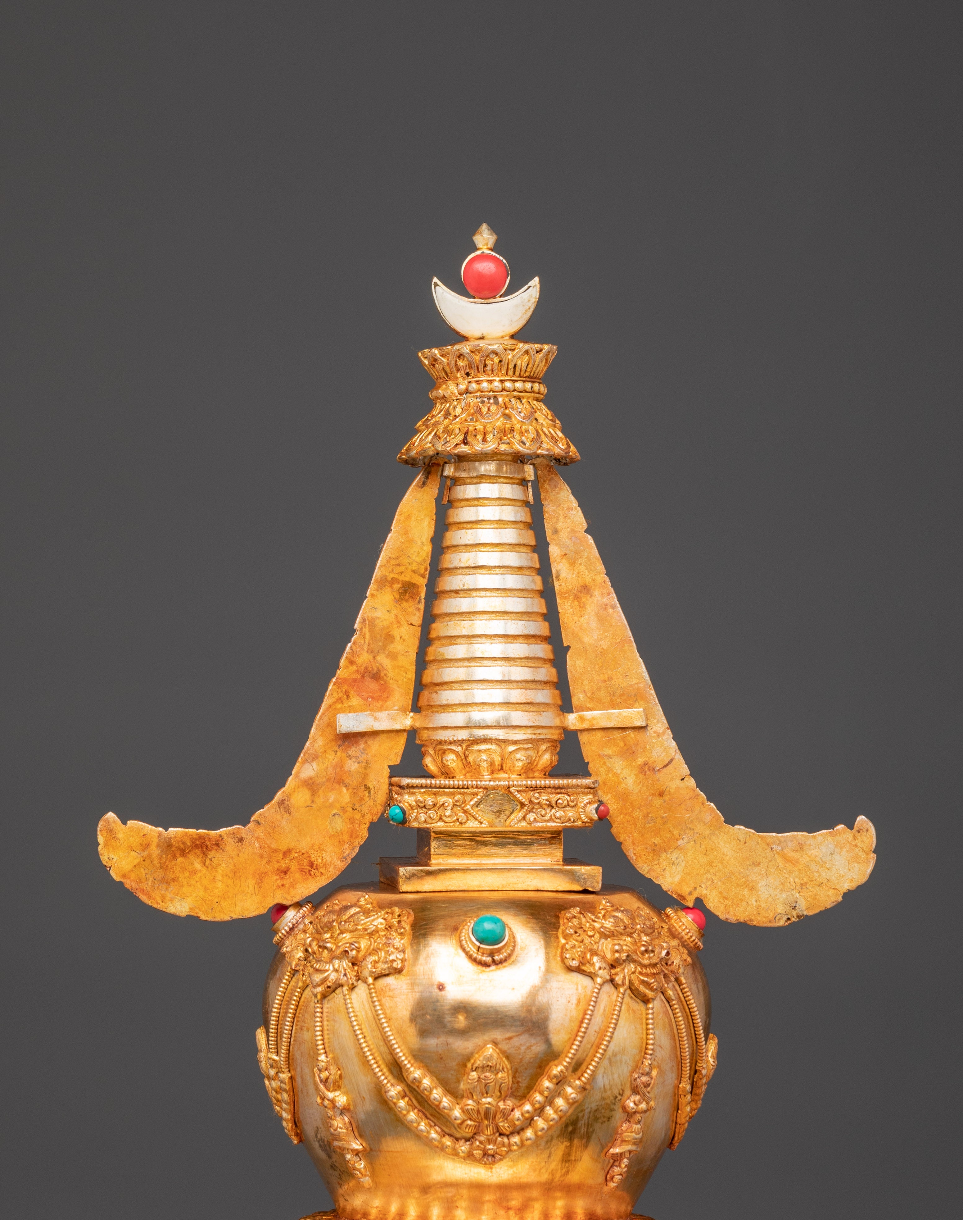 Gold-Plated Traditional Tibetan Stupa | Symbol of Enlightenment & Sacred Blessings