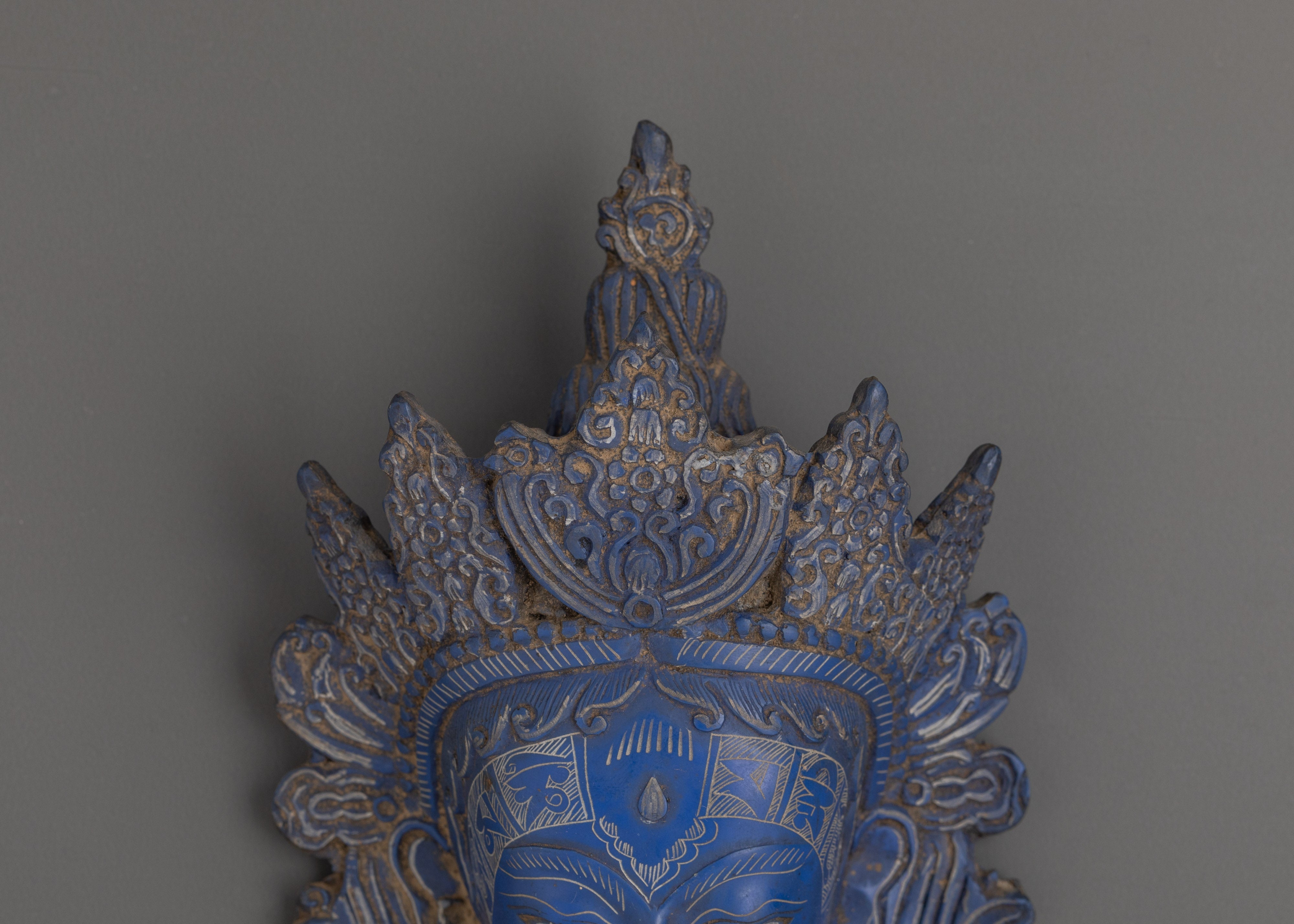 Buddhist Protector Mask Wall Hanging | Handcrafted Ceramic Spiritual Decor