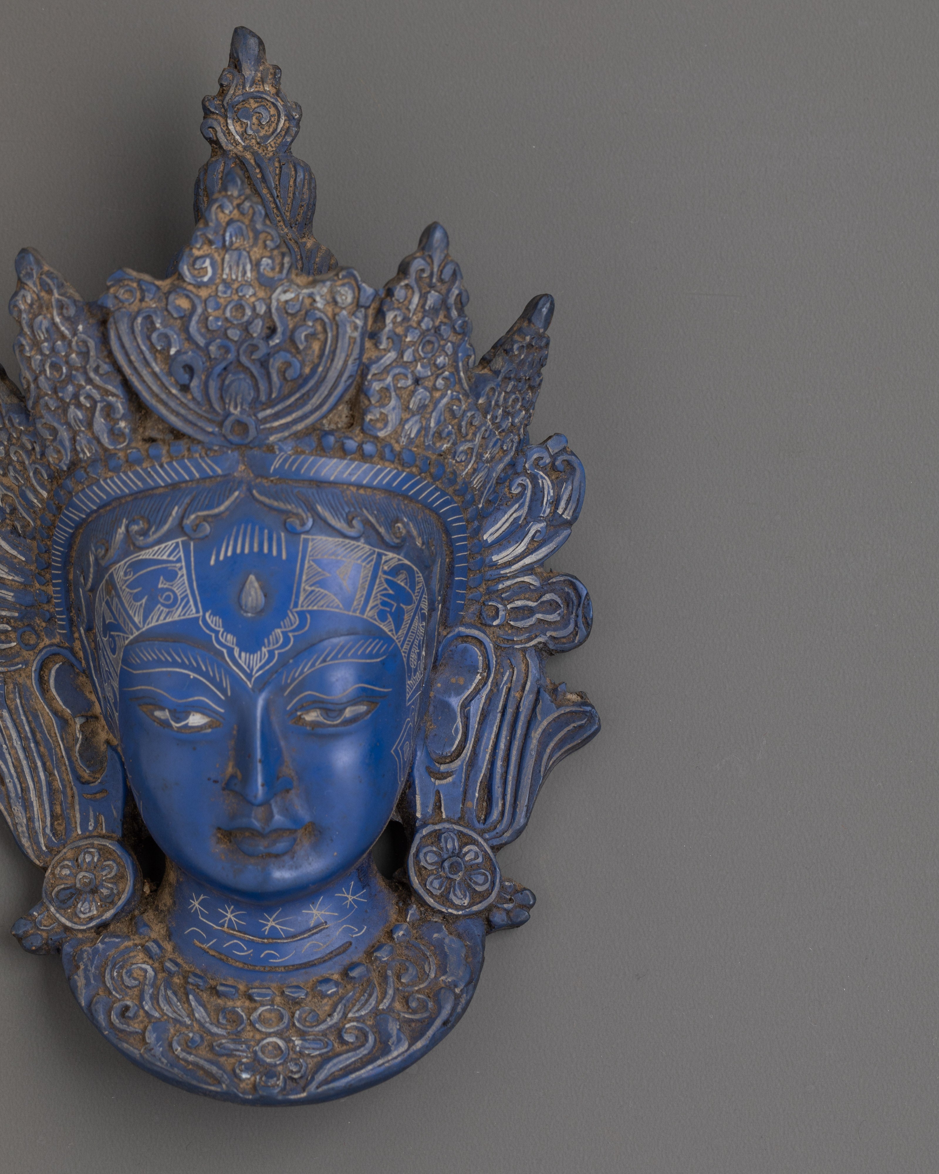 Buddhist Protector Mask Wall Hanging | Handcrafted Ceramic Spiritual Decor