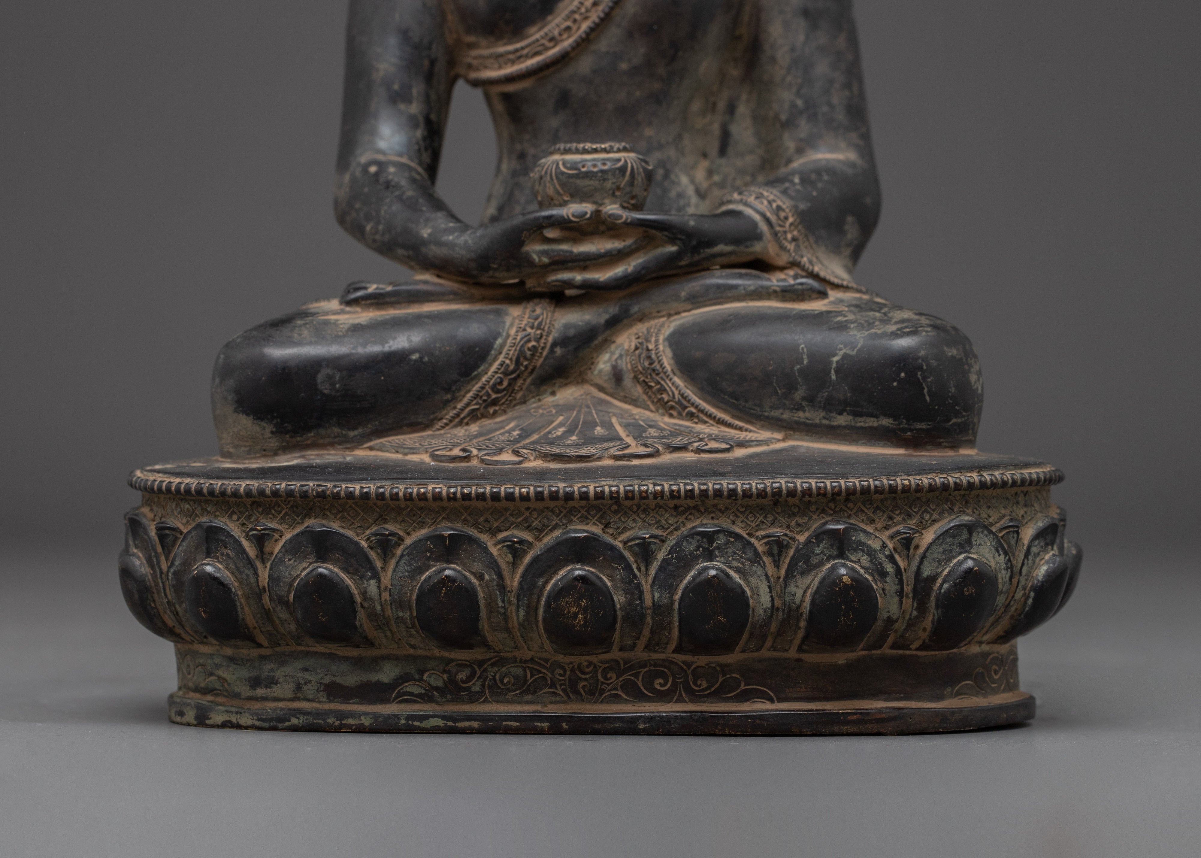 Himalayan Amitabha Buddha Sculpture | Seated Buddha Figurine for Meditation