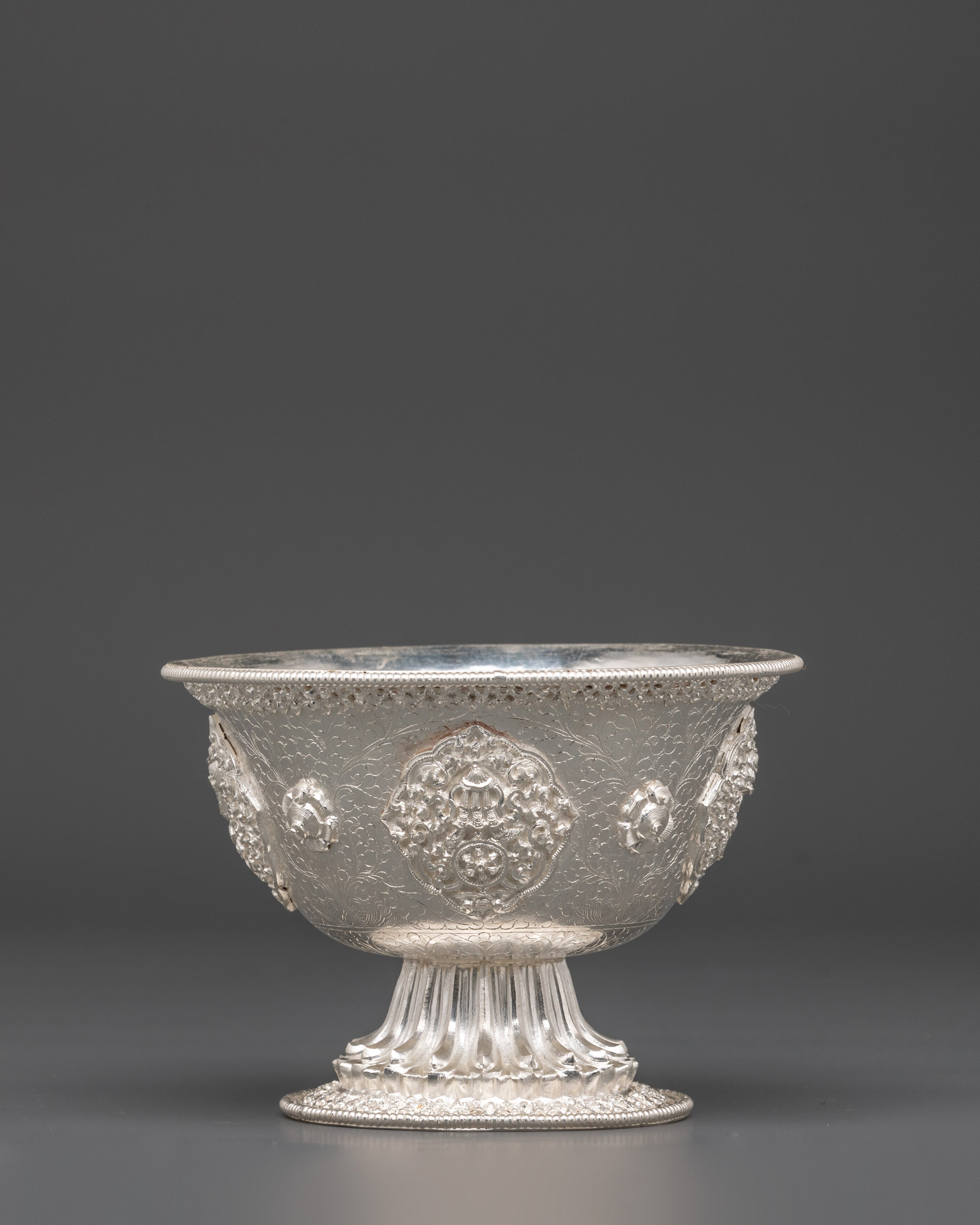 Pure Silver Offering Bowl Set | Buddhist Offering Vessels