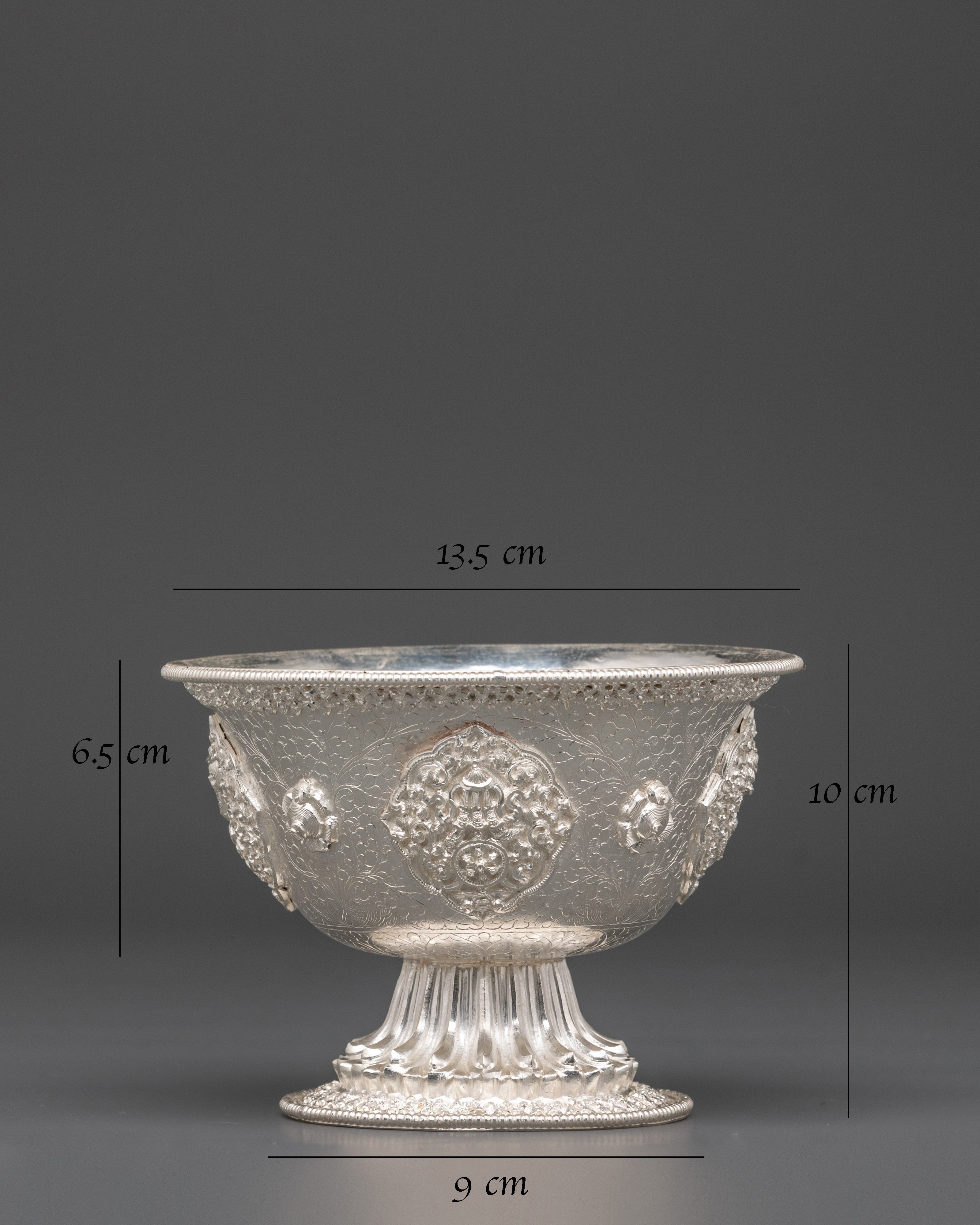 Pure Silver Offering Bowl Set | Buddhist Offering Vessels