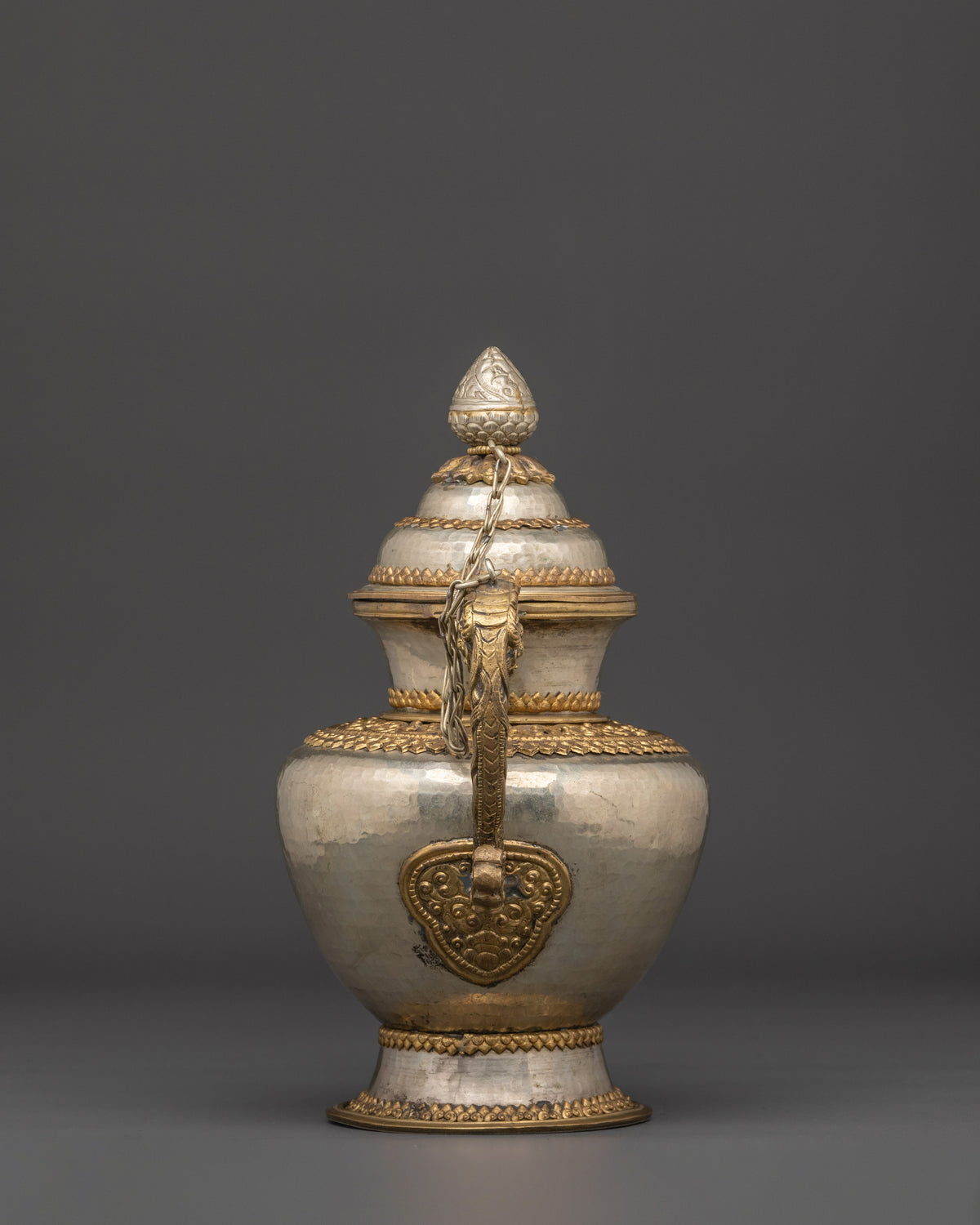 Brass Tea Pot with Motif Handle | Spiritual Decor & Ritual Offering Vessel