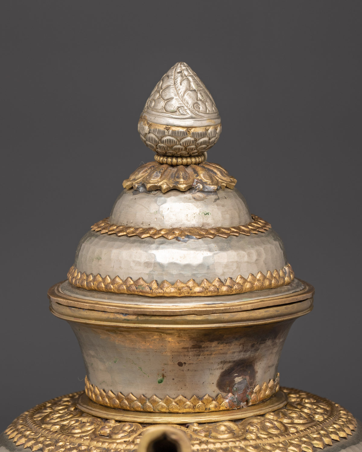 Brass Tea Pot with Motif Handle | Spiritual Decor & Ritual Offering Vessel