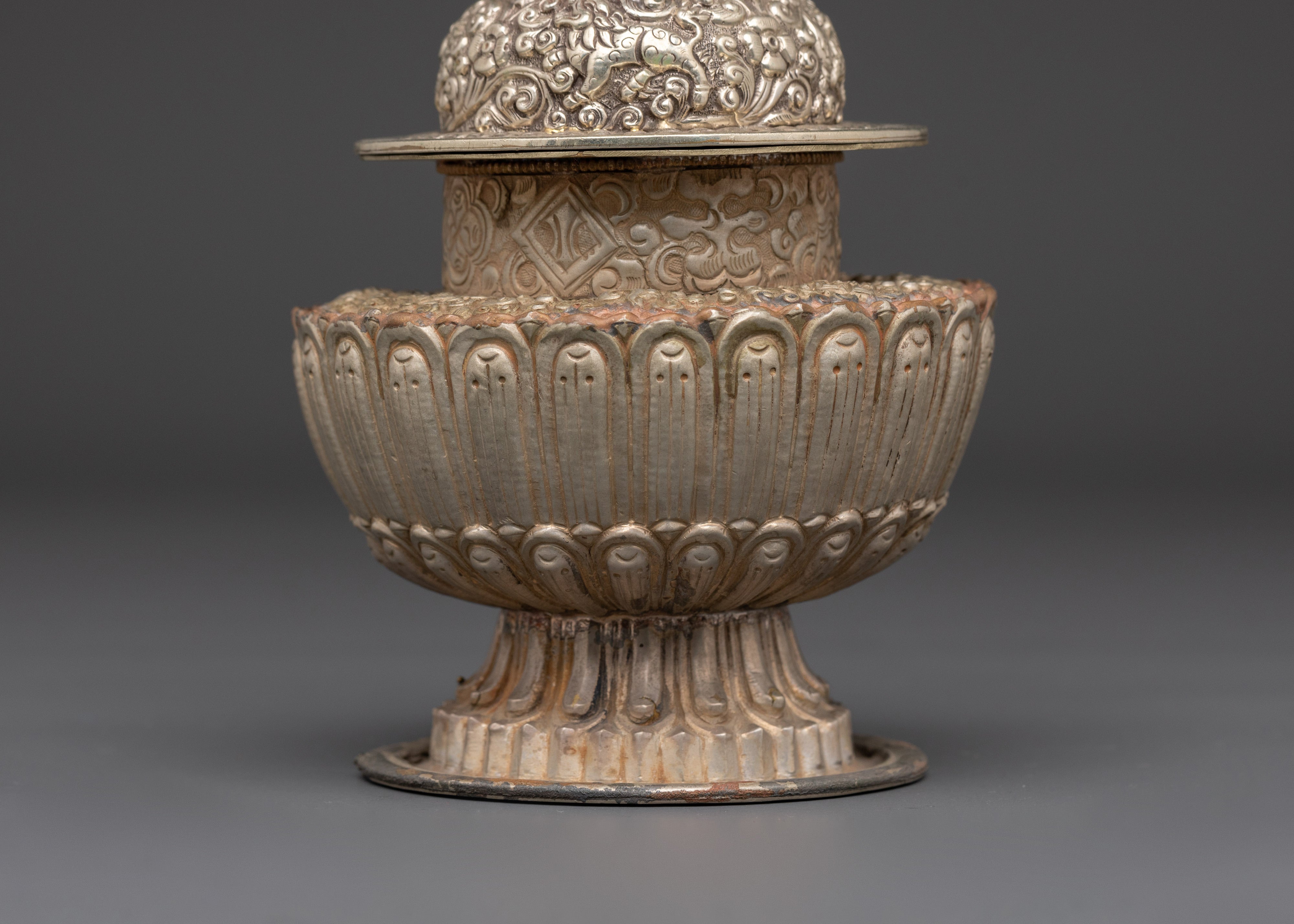 White Copper Rice Pot | Ritual and Meditation Decor