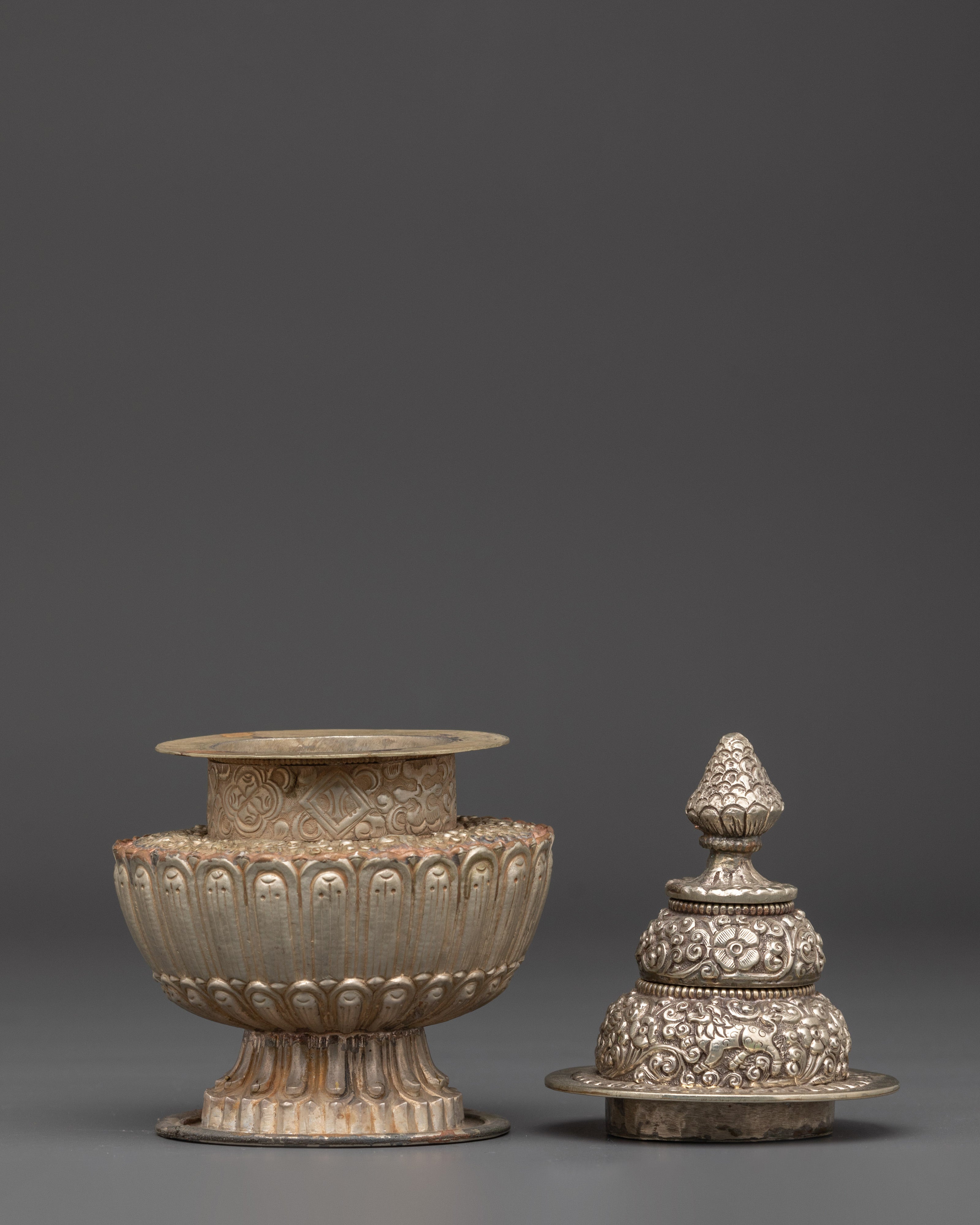 White Copper Rice Pot | Ritual and Meditation Decor