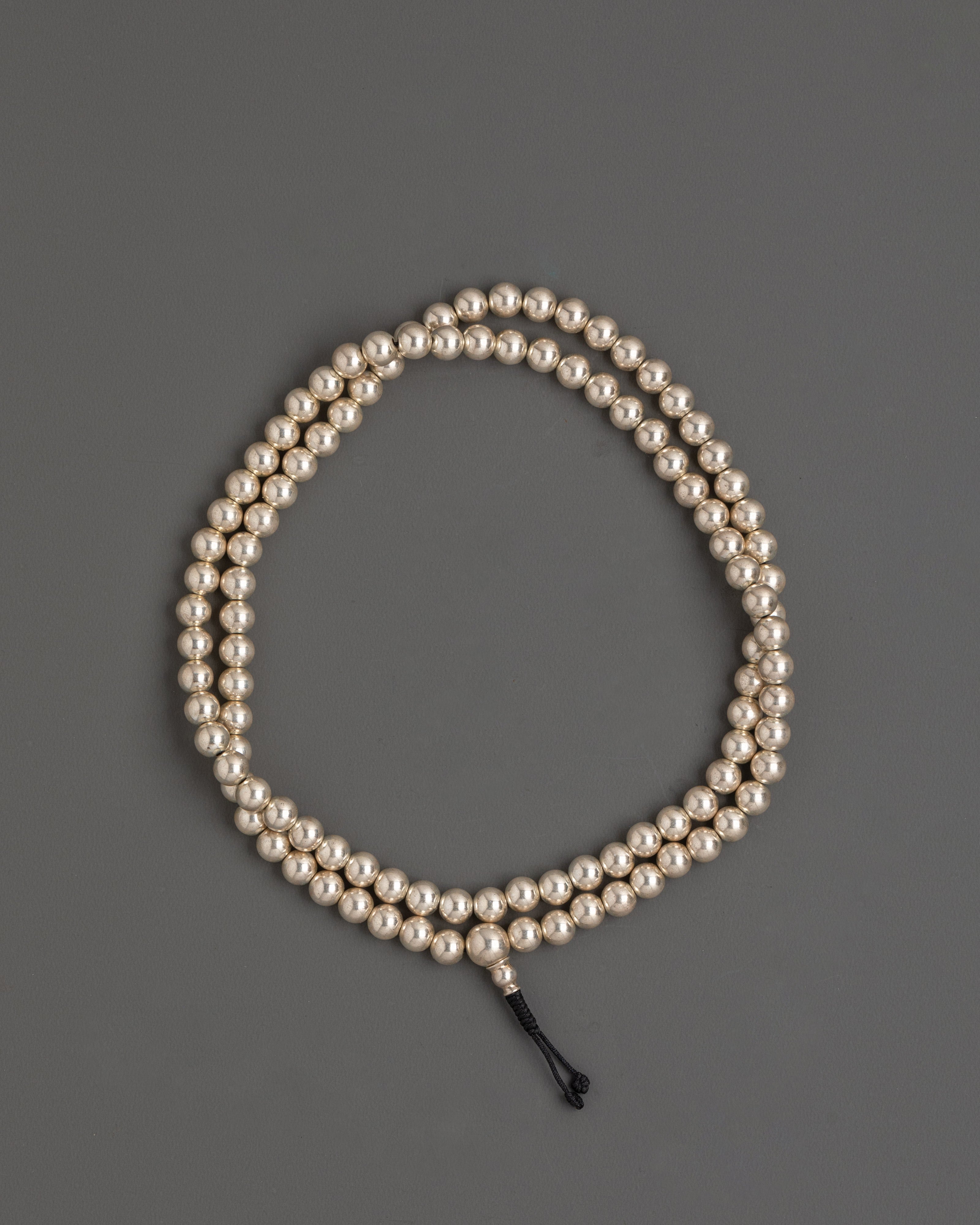 Spiritual Silver Mala Beads | Prayer Necklace for Meditation