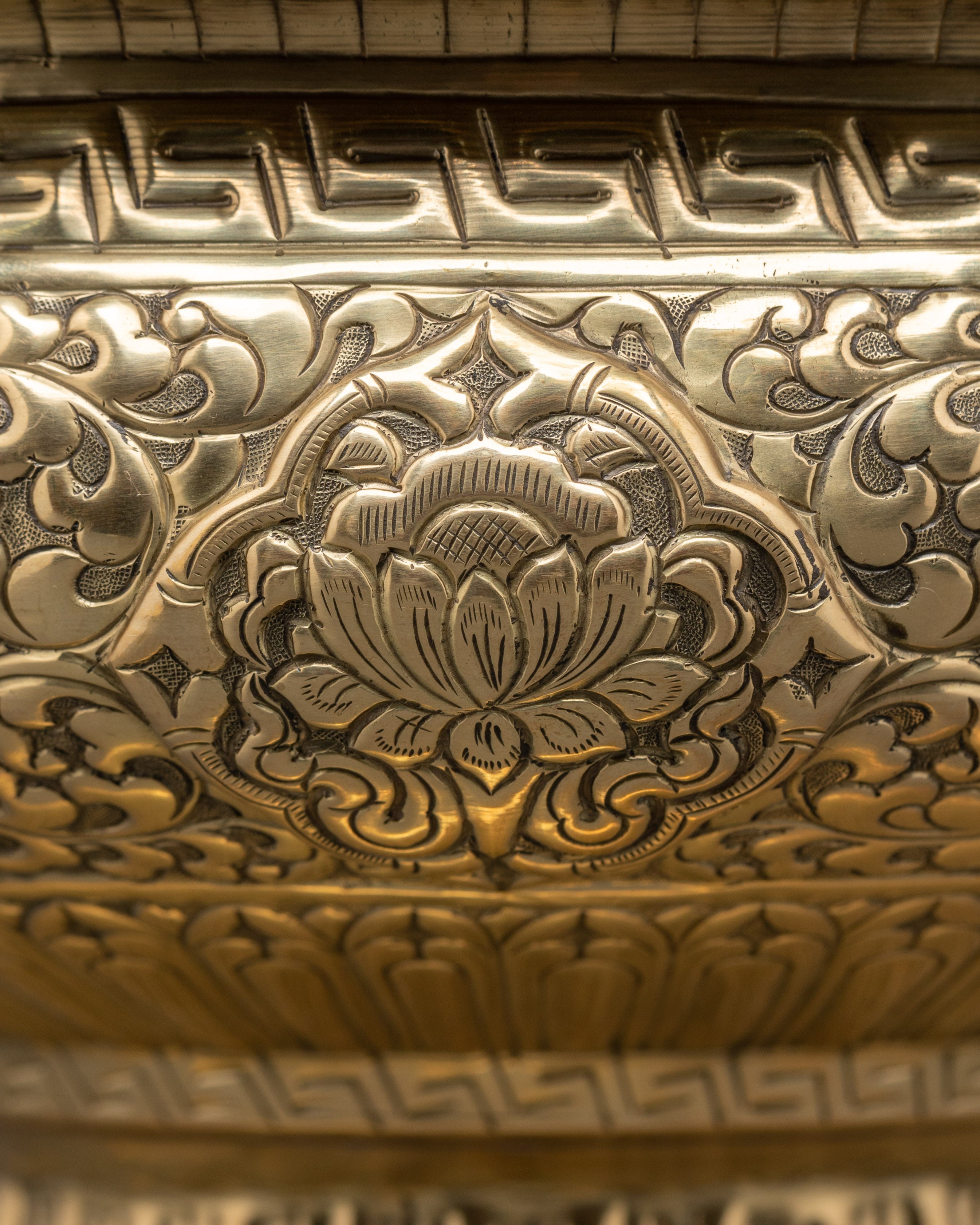 Brass Food Offering Bowl | Ritual Offering Vessel with Floral Motifs
