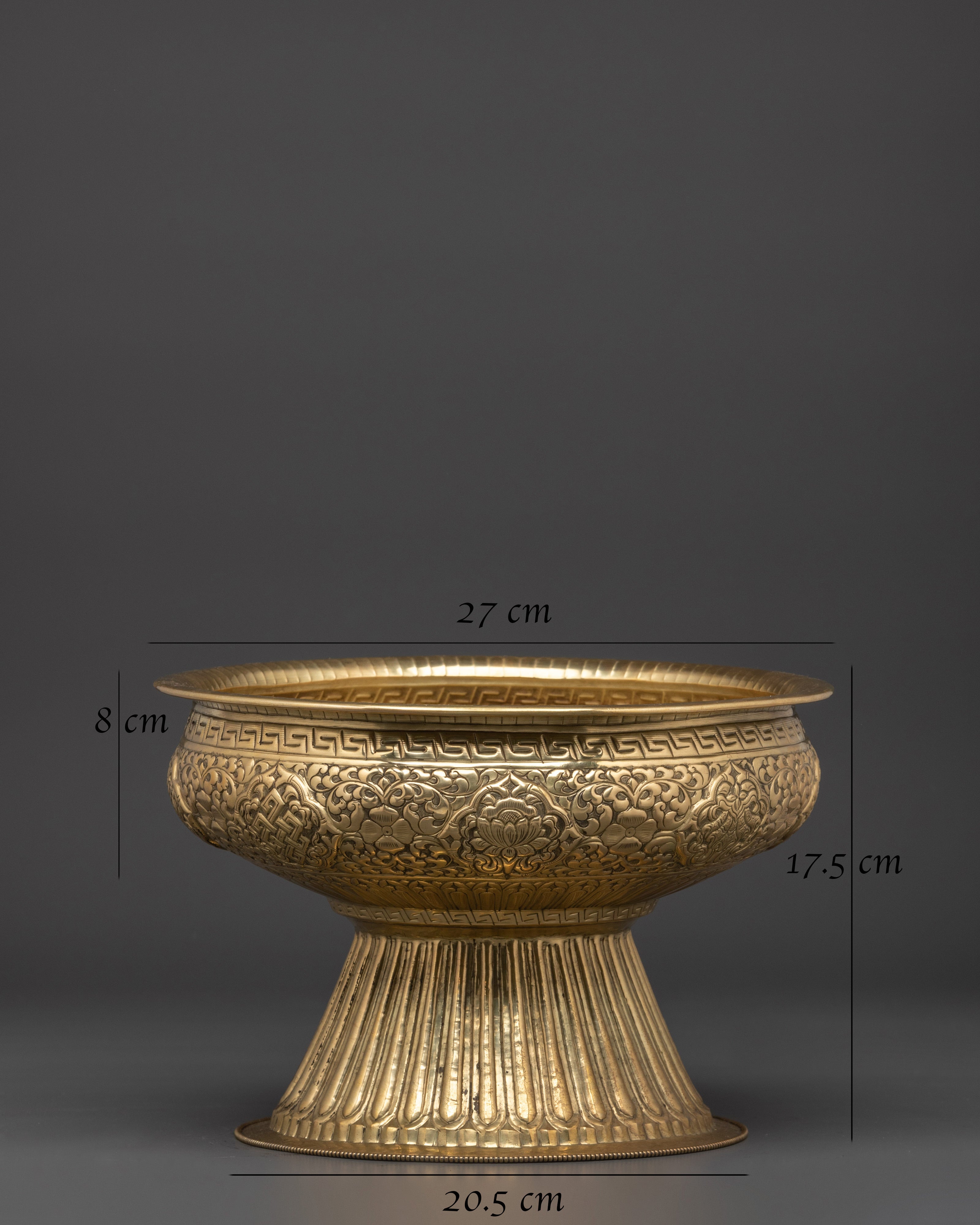 Brass Food Offering Bowl | Ritual Offering Vessel with Floral Motifs