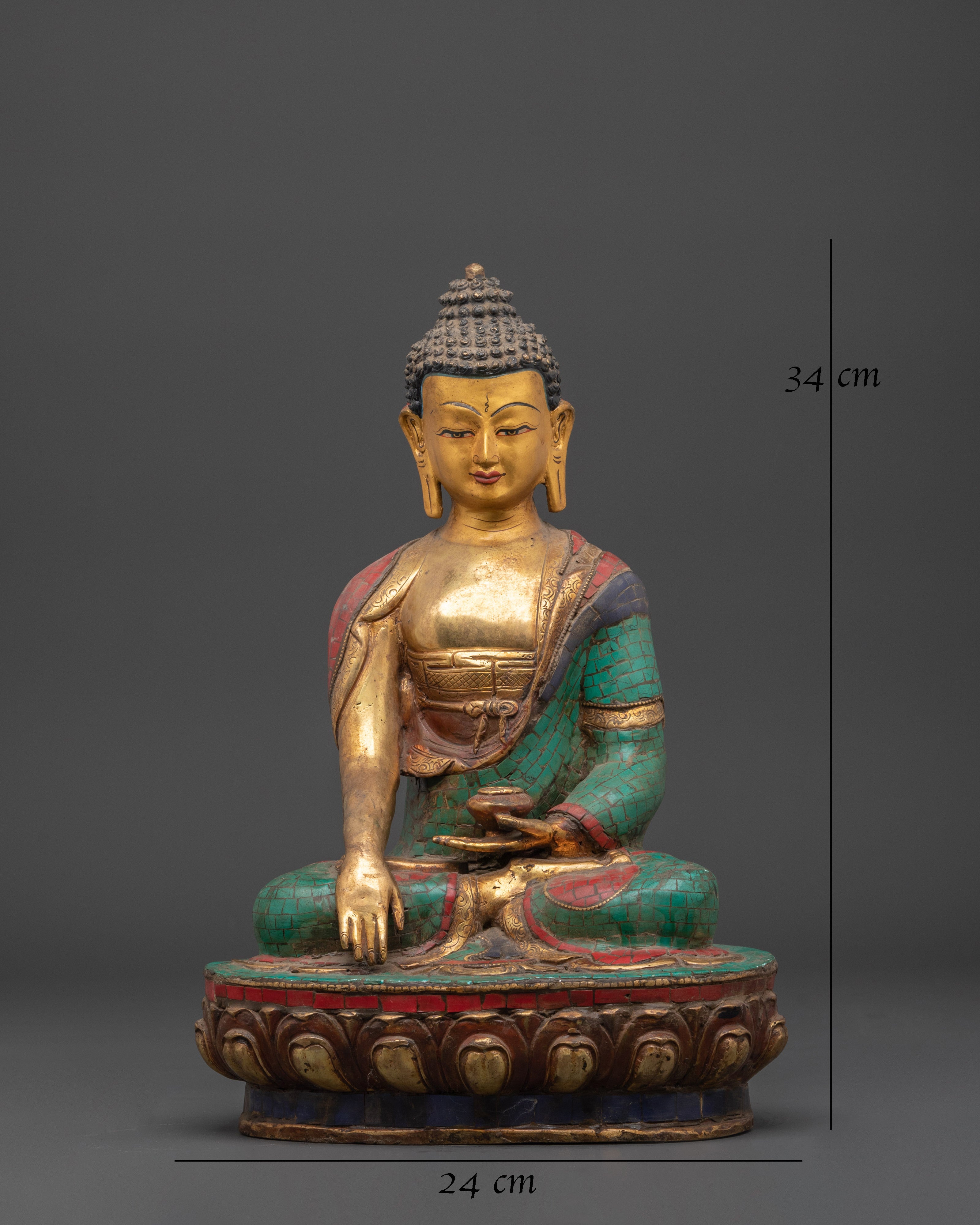 Shakyamuni Buddha Meditation Copper Statue | Figurine for Altar Spaces and Shrine Decor