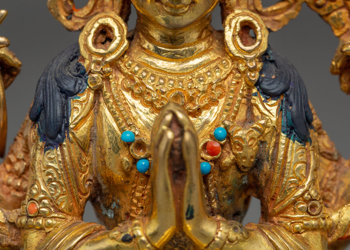 Sacred Four-Armed Avalokiteshvara Statue | Handmade Buddhist Sculpture