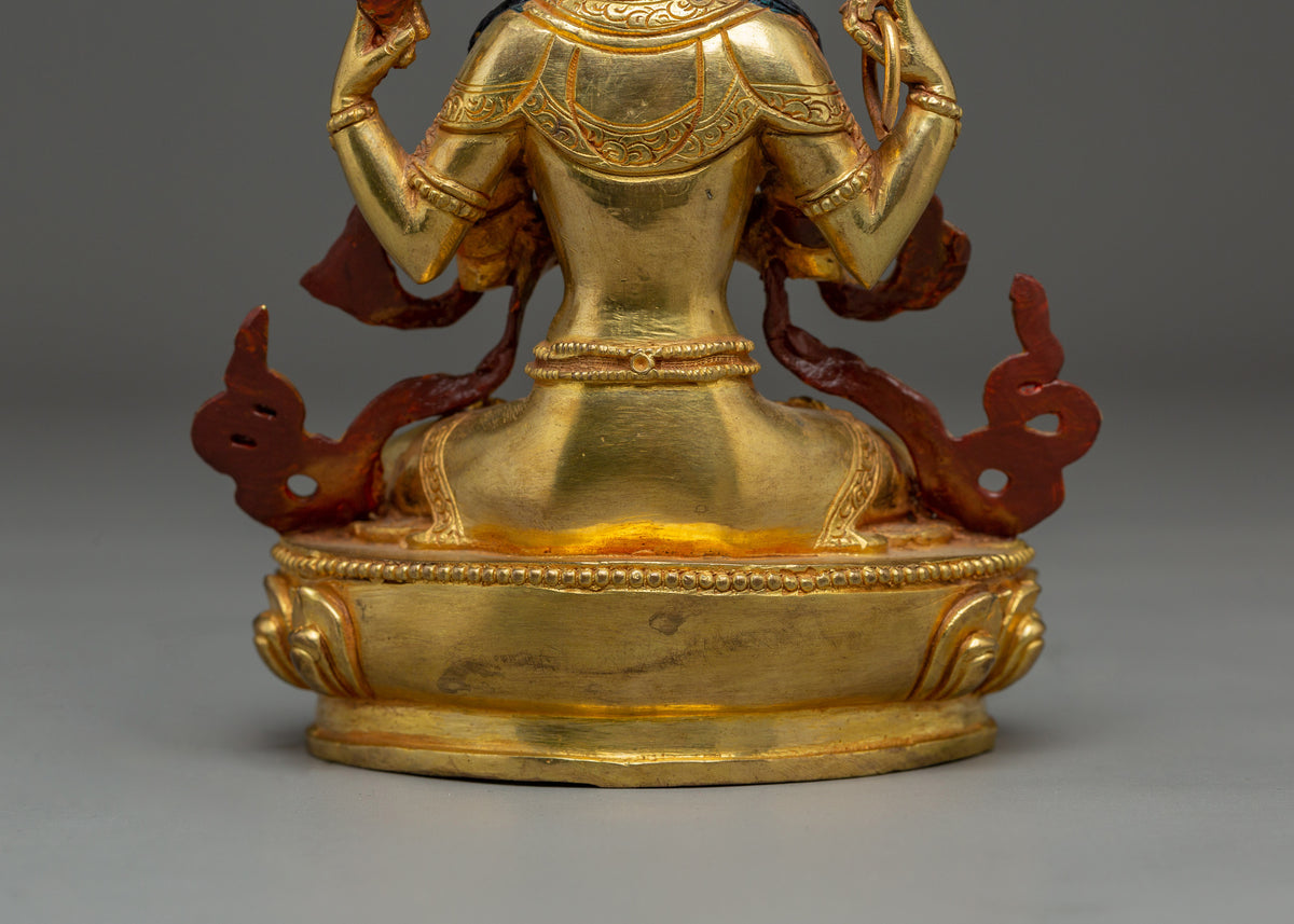 Sacred Four-Armed Avalokiteshvara Statue | Handmade Buddhist Sculpture