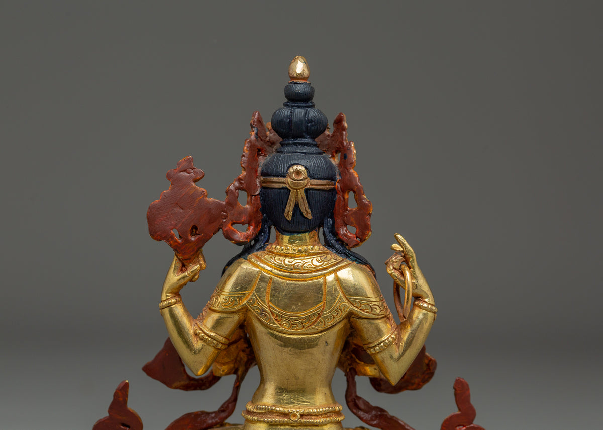 Sacred Four-Armed Avalokiteshvara Statue | Handmade Buddhist Sculpture