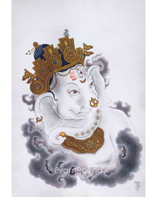 Newari Paubha Print To Practice Ganesh Mantra