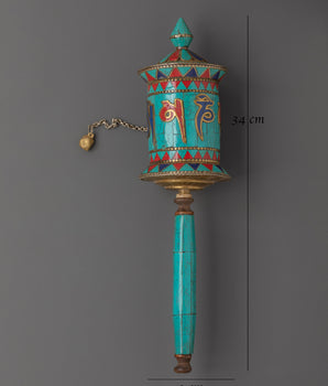 Handcrafted Tibetan Handheld Prayer Wheel | A Sacred Spiritual Tool
