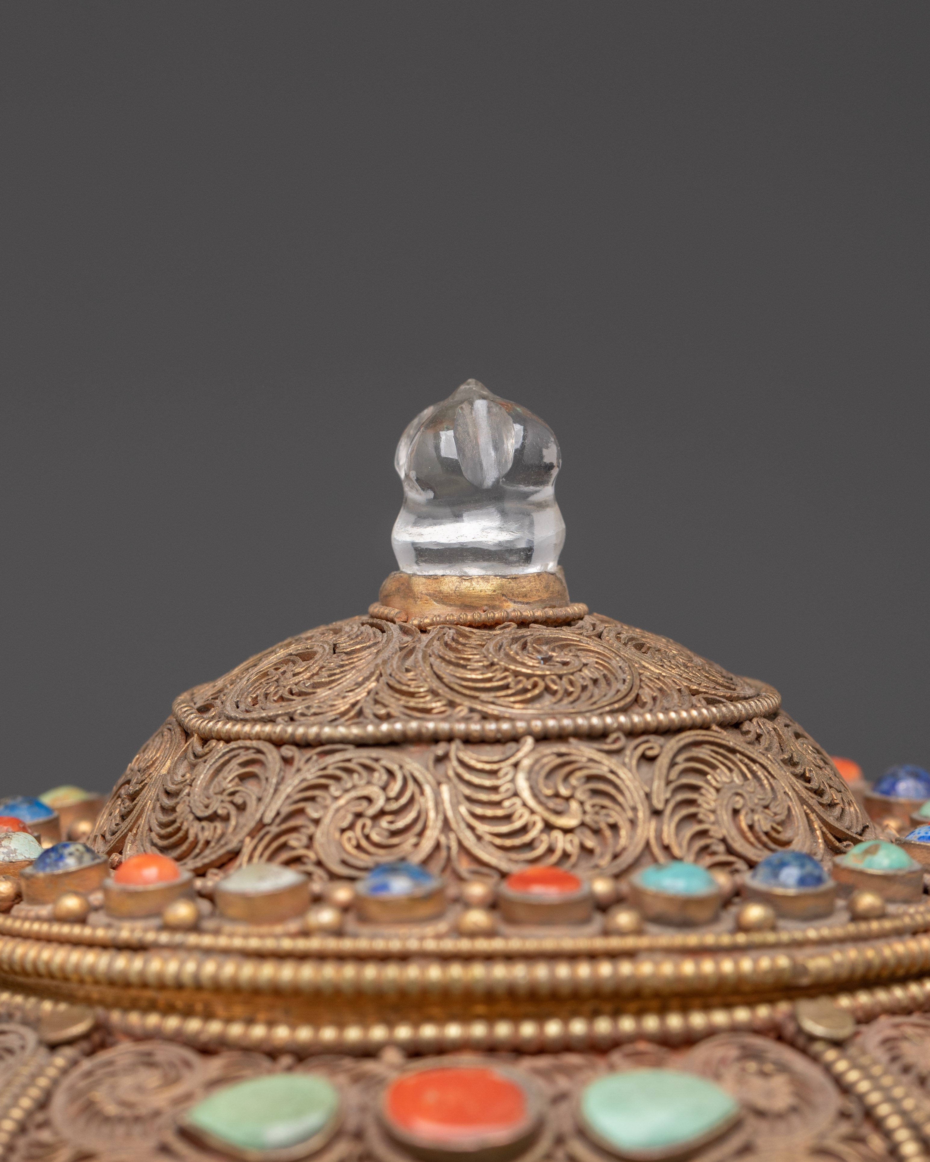 Traditional Handcrafted Tibetan Rice Pot | Copper and Gold Plated with Turquoise Inlay