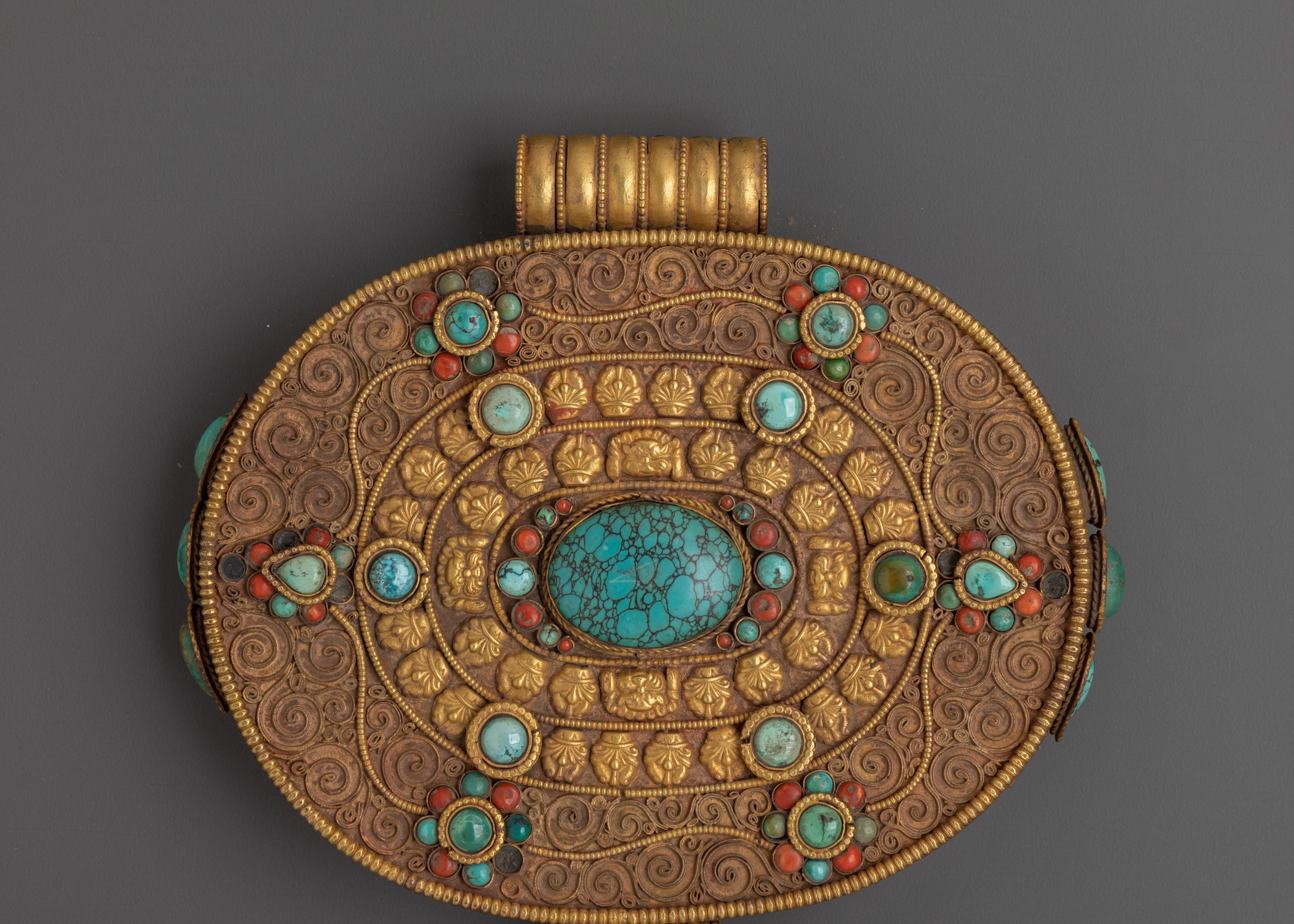 Gold Plated Ghau Box Locket | | Handcrafted Tibetan Spiritual Locket