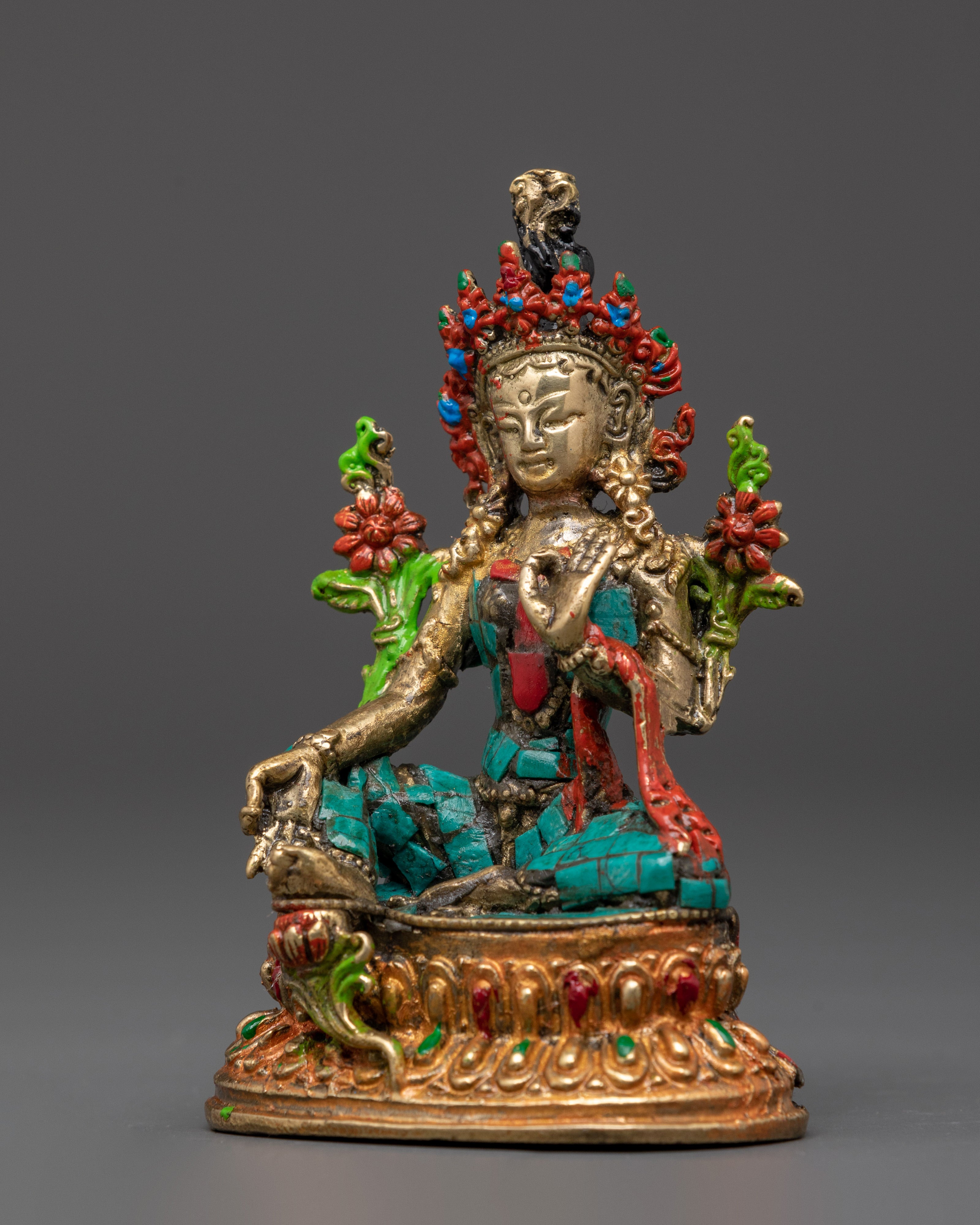 Handcrafted Green Tara Buddhist Deity | Meditation and Home Decor
