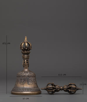 Brass Vajra And Bell With Cover | Buddhist Ritual Instruments