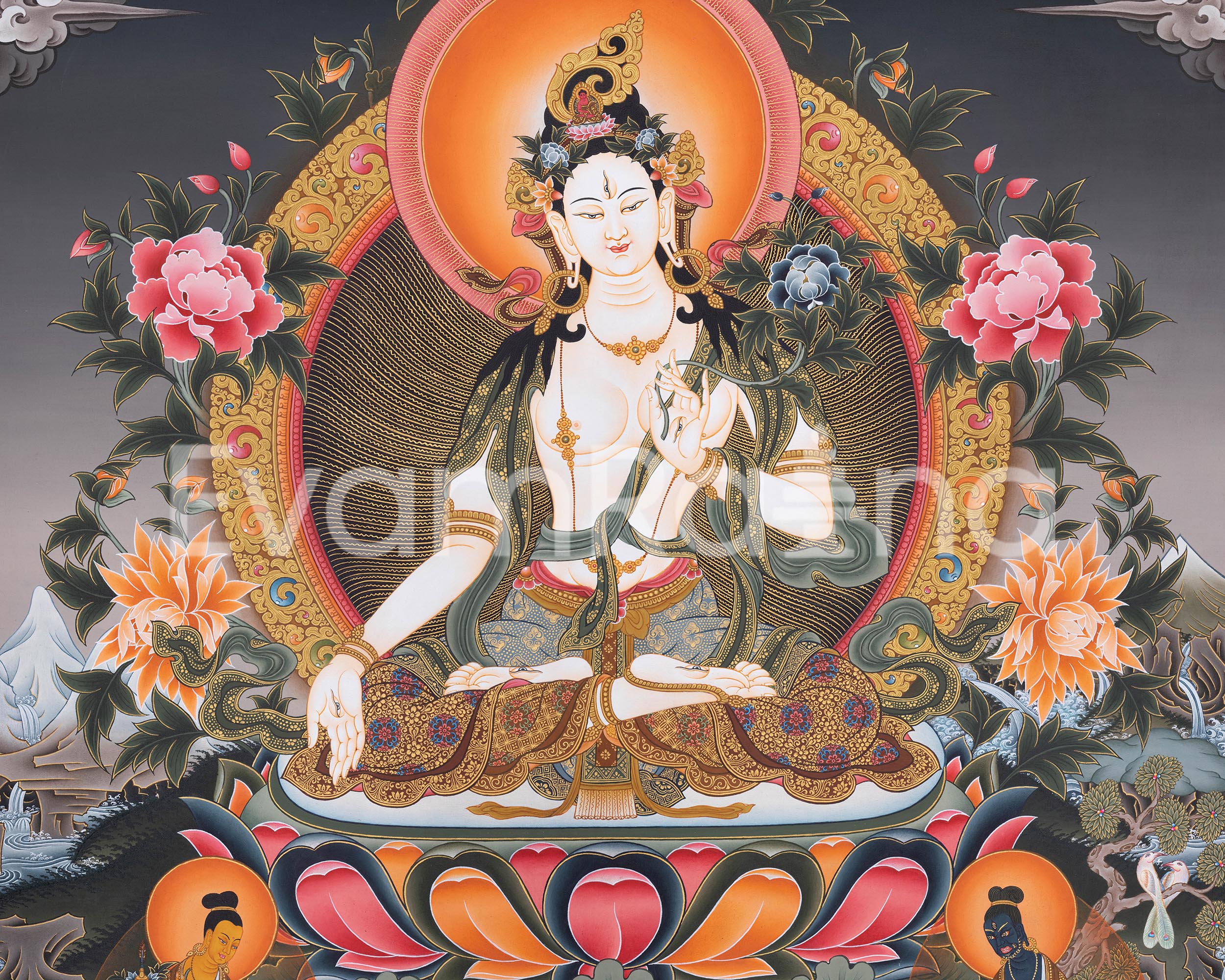 White Tara with Bodhisattva | Sita Tara The Female Buddha Artwork