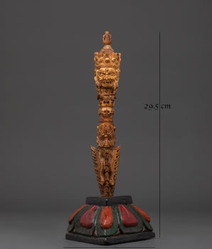 Tibetan Wooden Phurba | Tantric Ritual Dagger for Protection