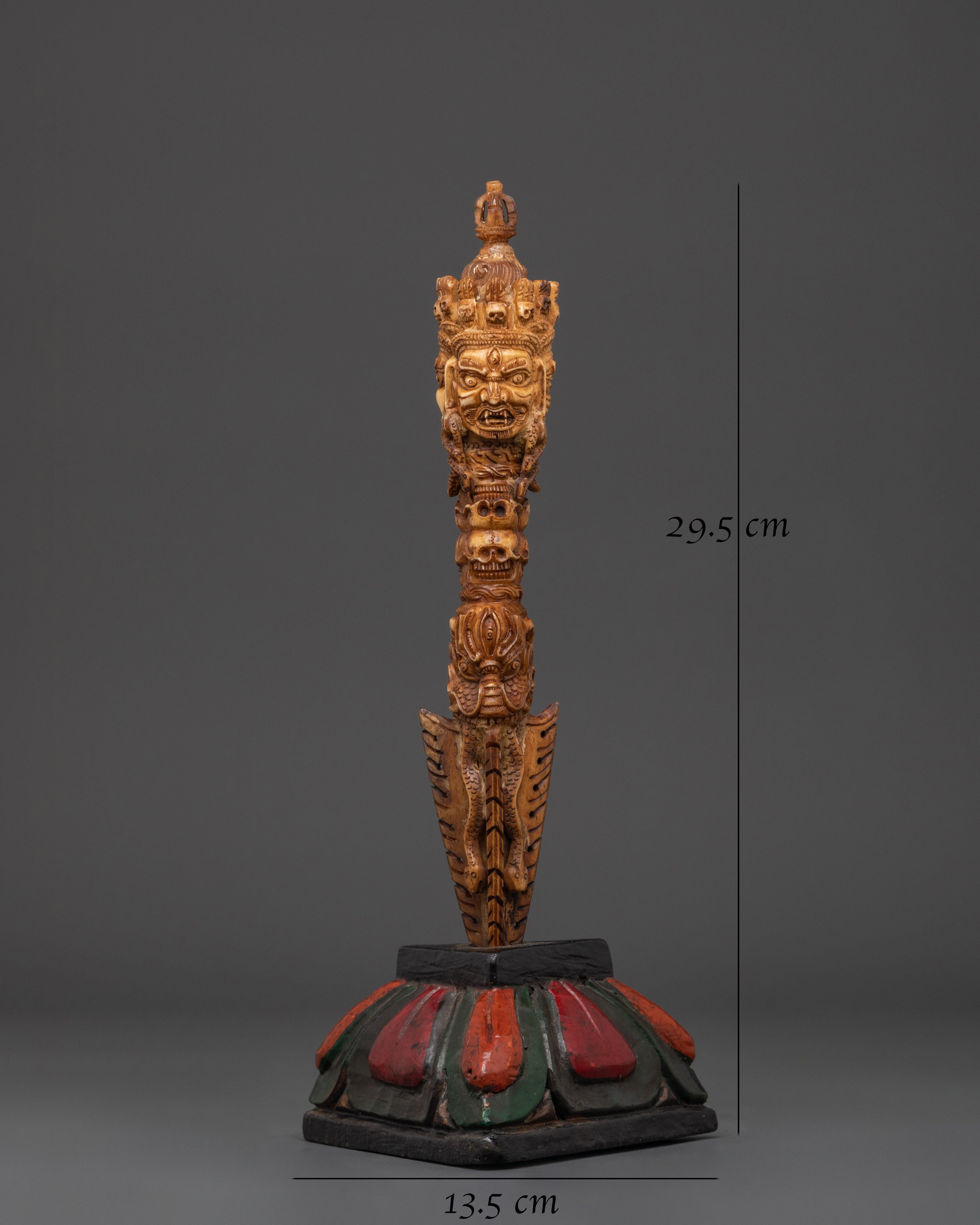 Tibetan Wooden Phurba | Tantric Ritual Dagger for Protection