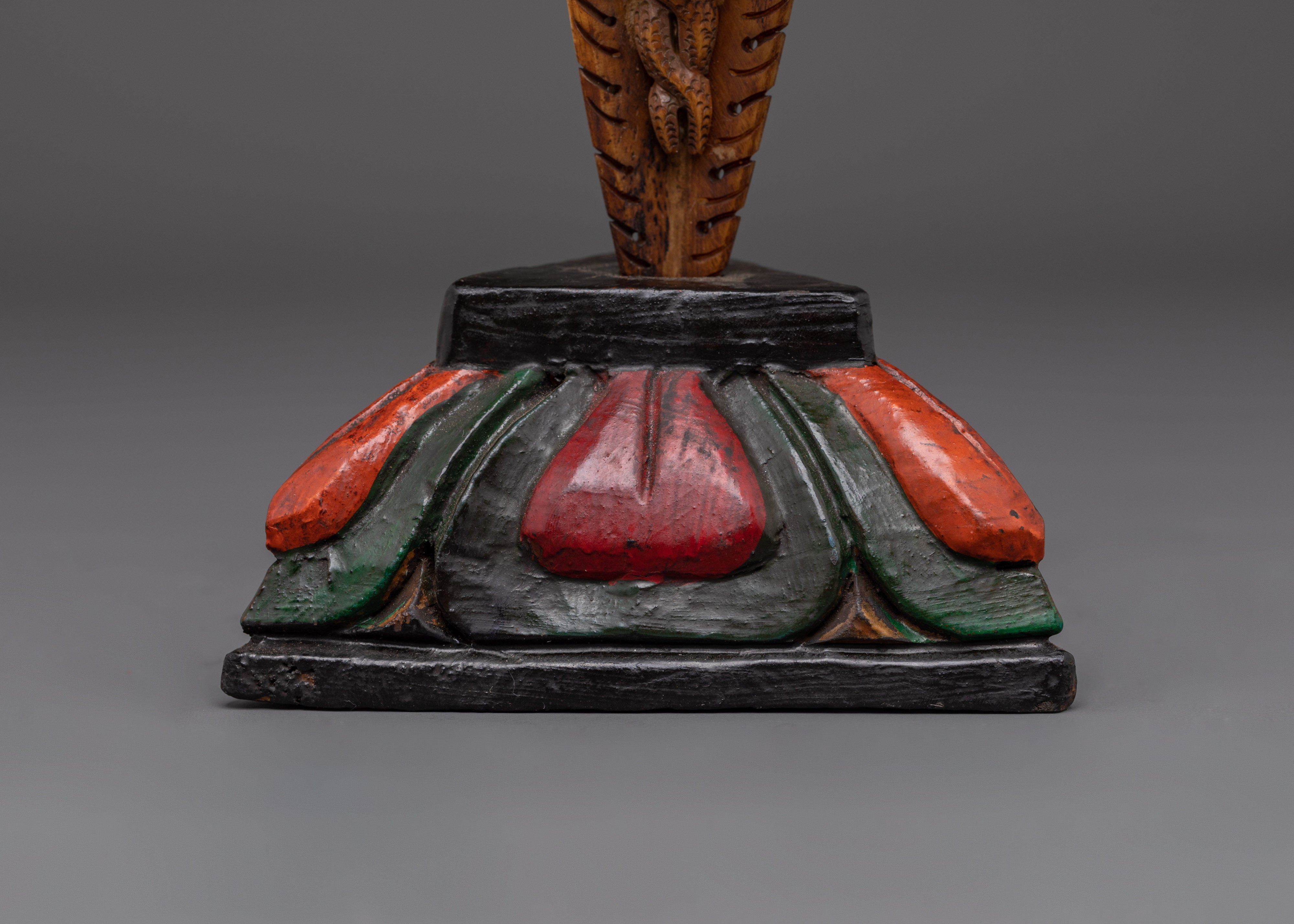Tibetan Wooden Phurba | Tantric Ritual Dagger for Protection