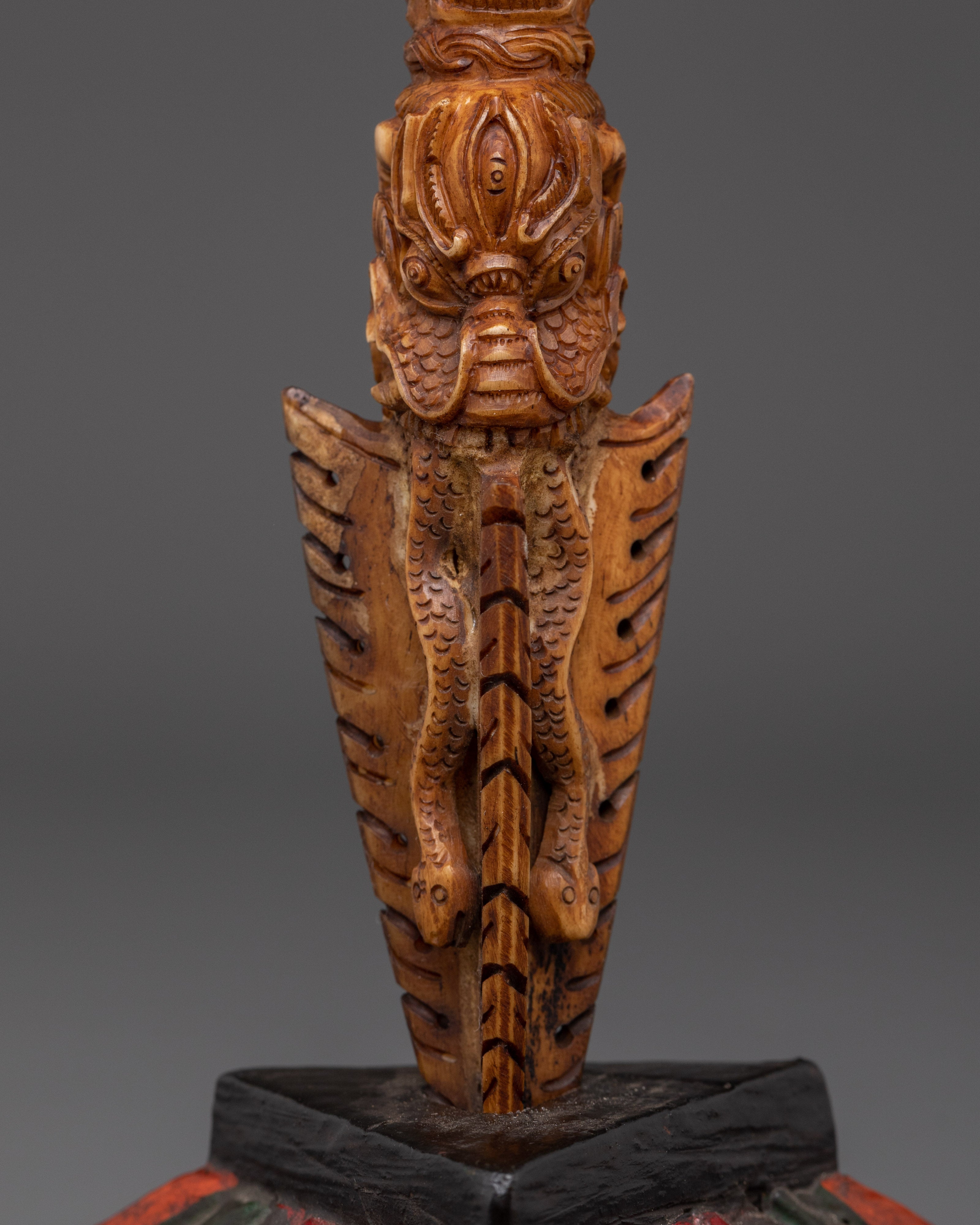Tibetan Wooden Phurba | Tantric Ritual Dagger for Protection