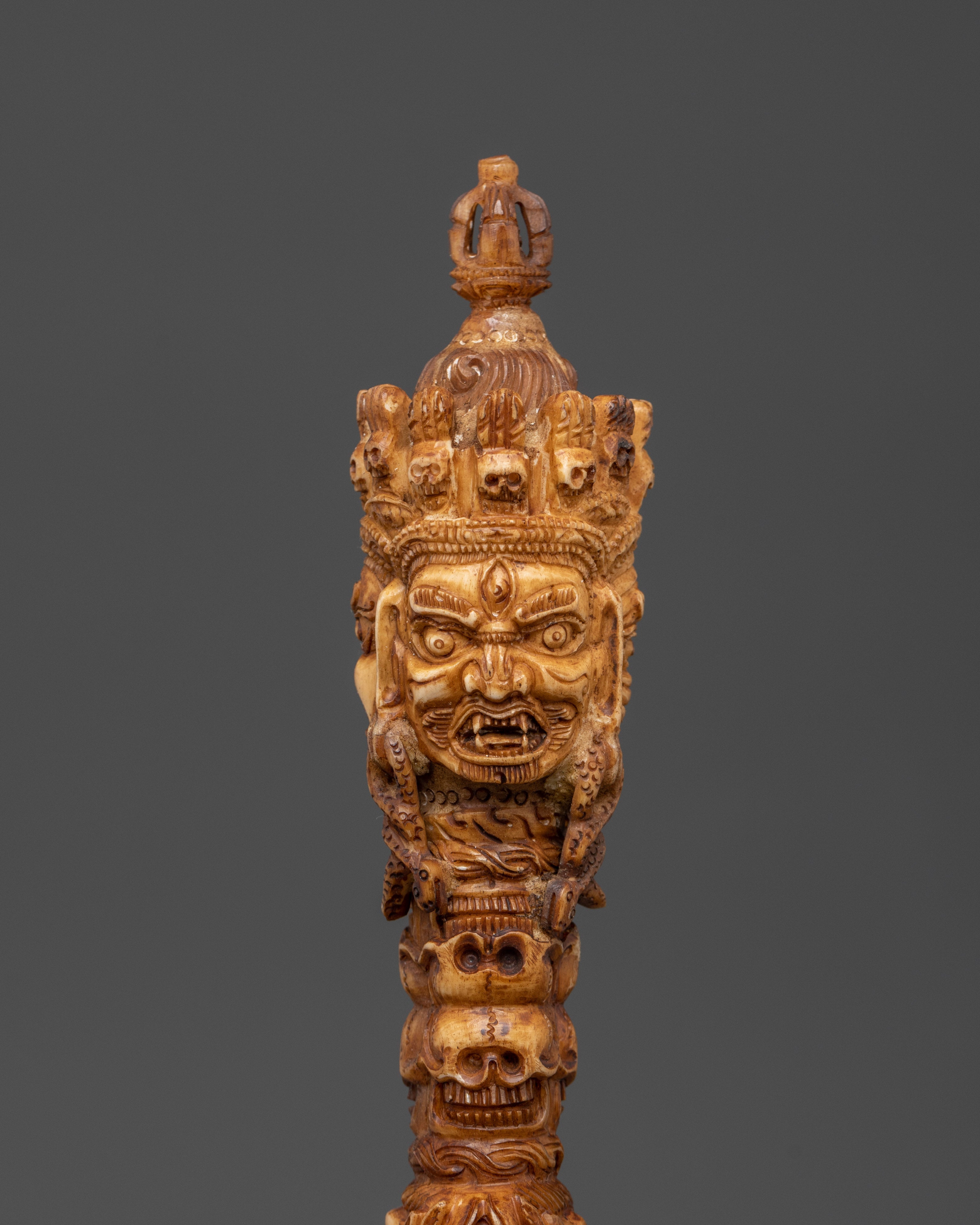 Tibetan Wooden Phurba | Tantric Ritual Dagger for Protection