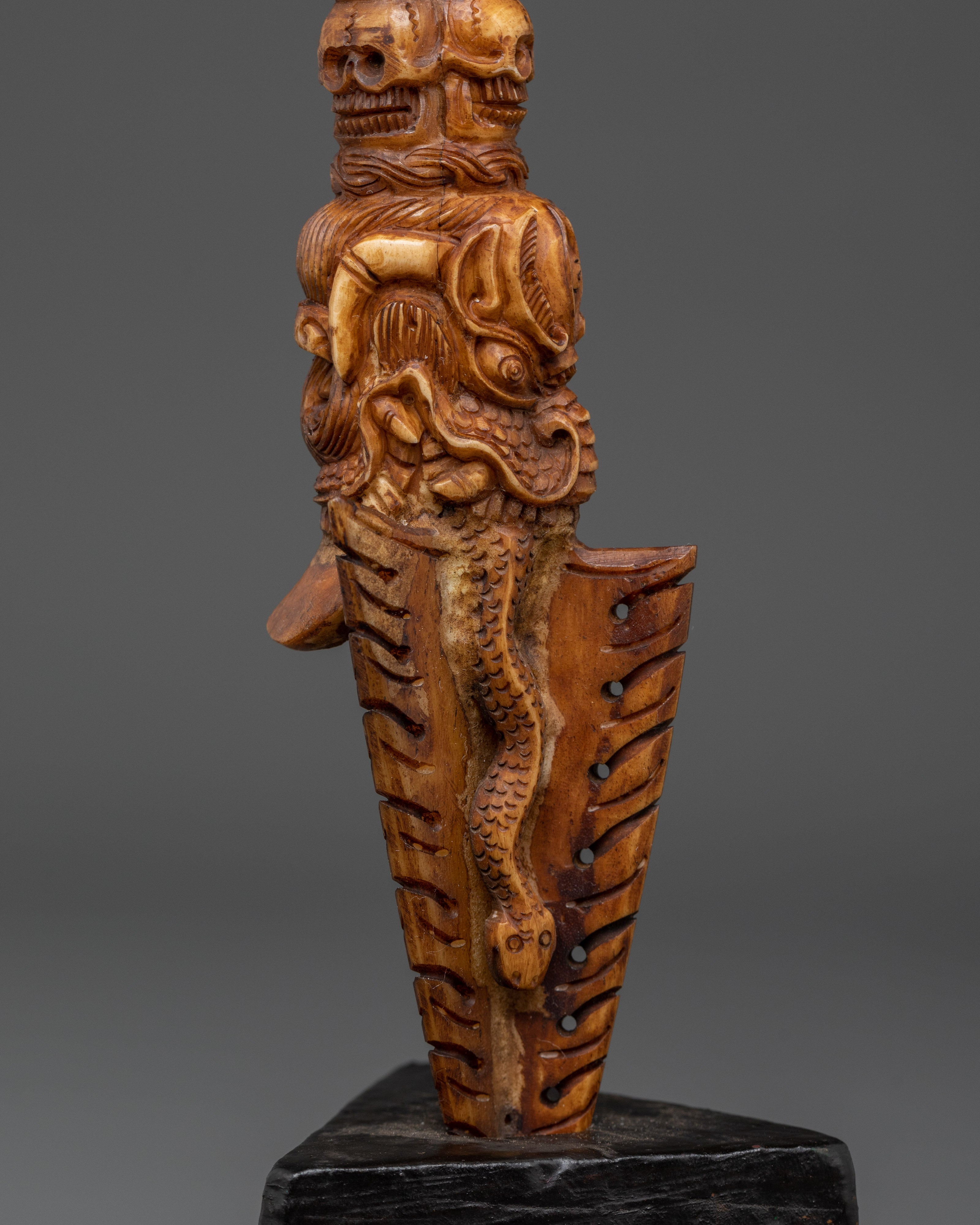 Tibetan Wooden Phurba | Tantric Ritual Dagger for Protection