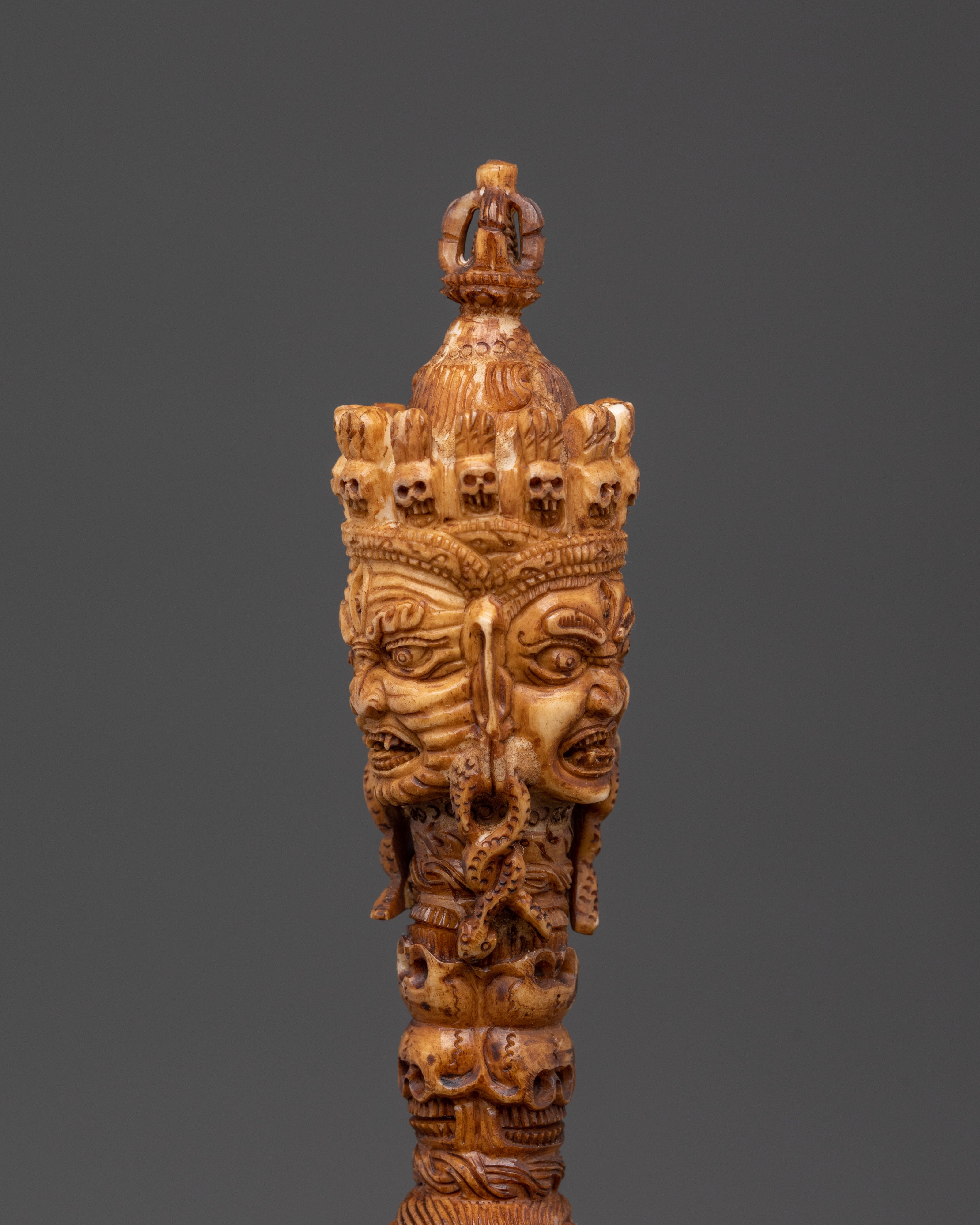 Tibetan Wooden Phurba | Tantric Ritual Dagger for Protection