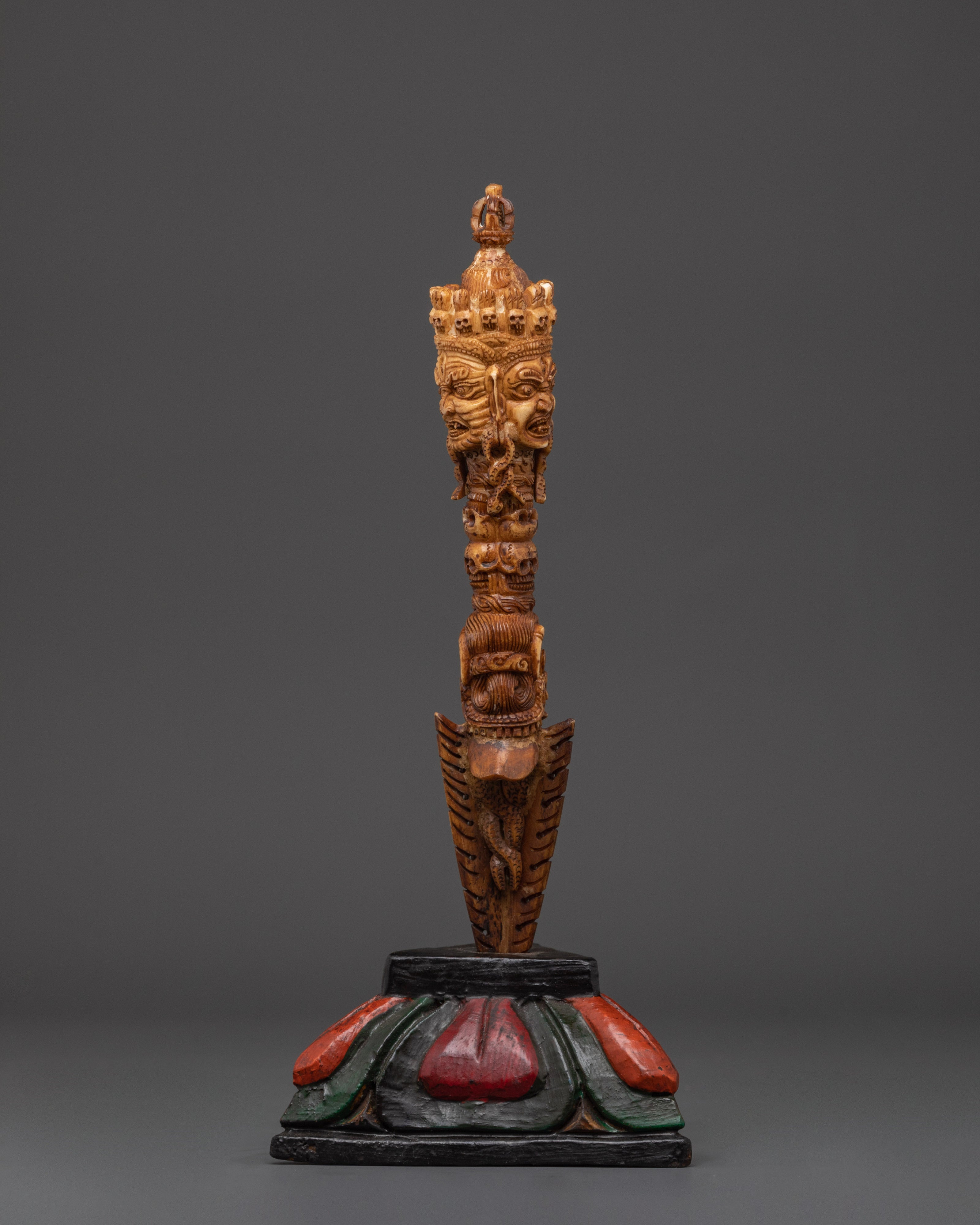 Tibetan Wooden Phurba | Tantric Ritual Dagger for Protection