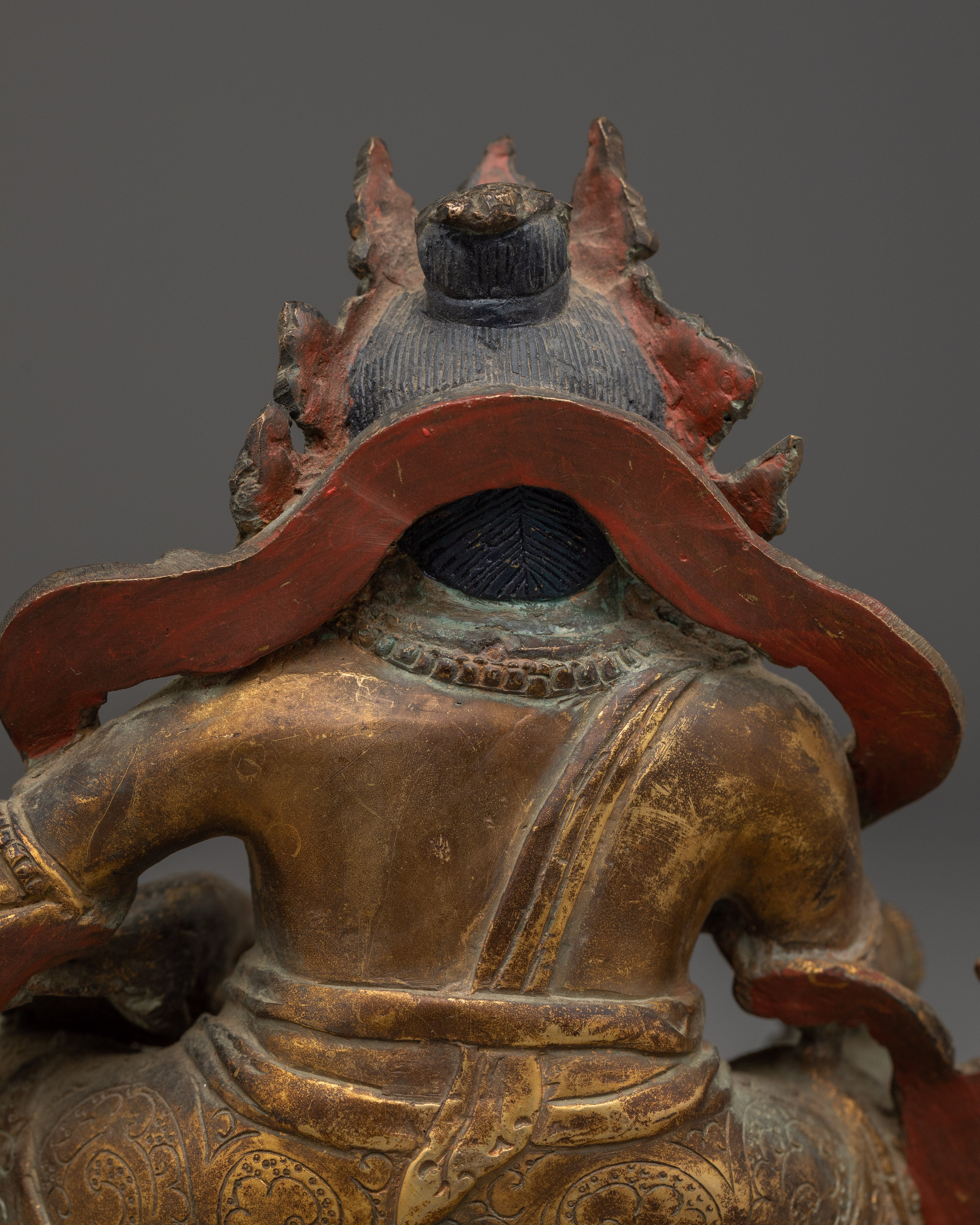 Dzambhala Oxidized Buddhist Sculpture | Statue for Meditation, Prosperity, and Decor
