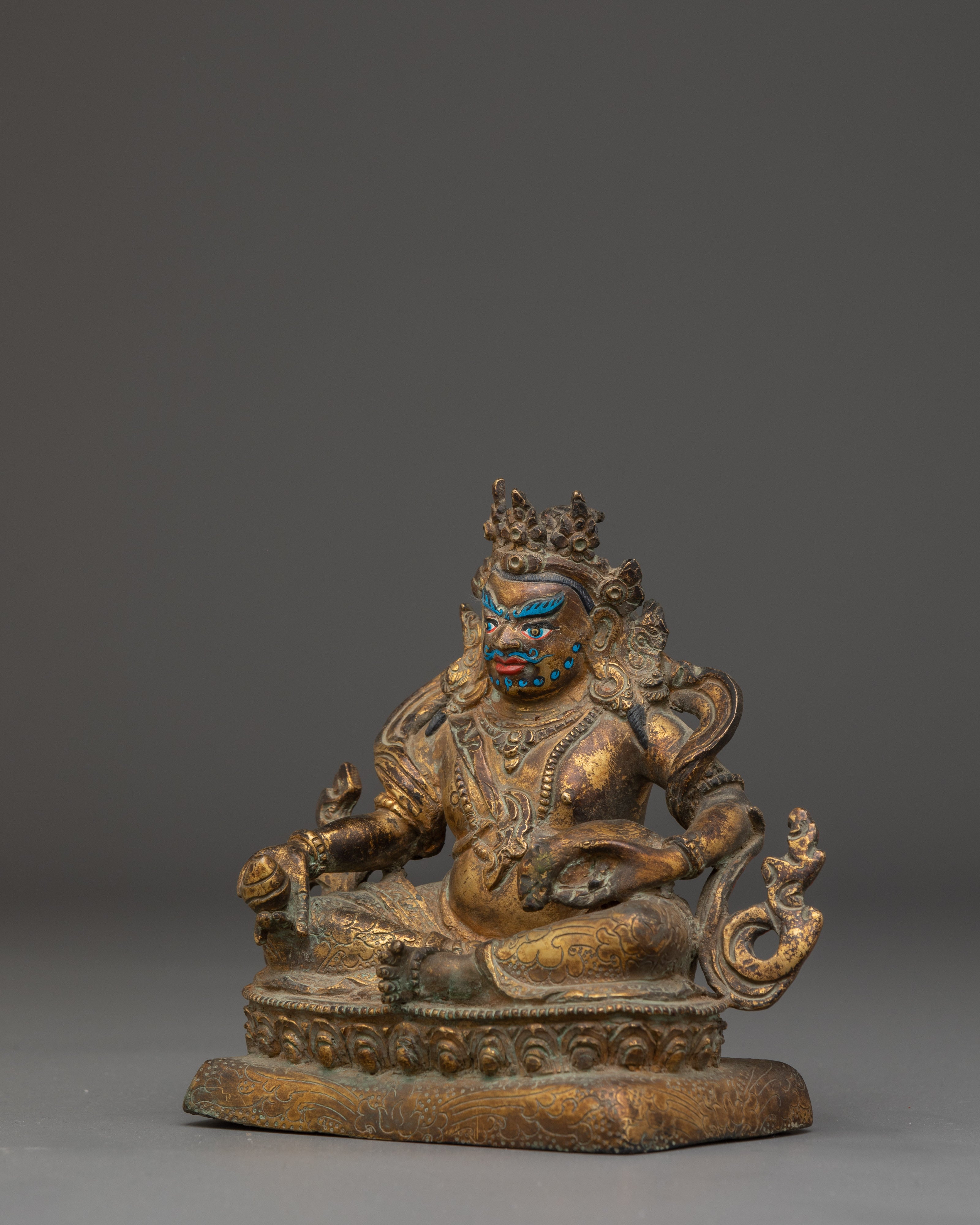 Dzambhala Oxidized Buddhist Sculpture | Statue for Meditation, Prosperity, and Decor