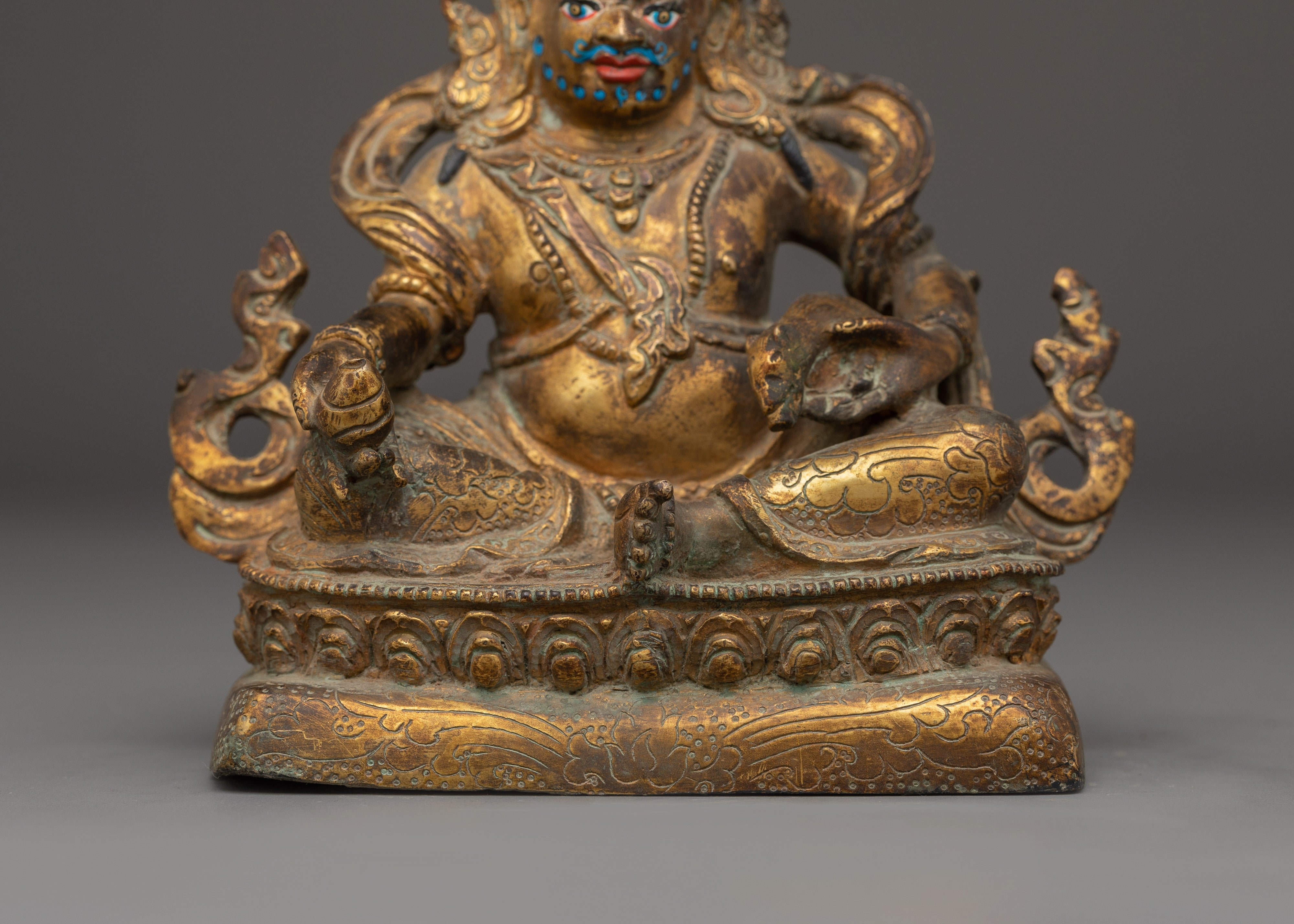 Dzambhala Oxidized Buddhist Sculpture | Statue for Meditation, Prosperity, and Decor