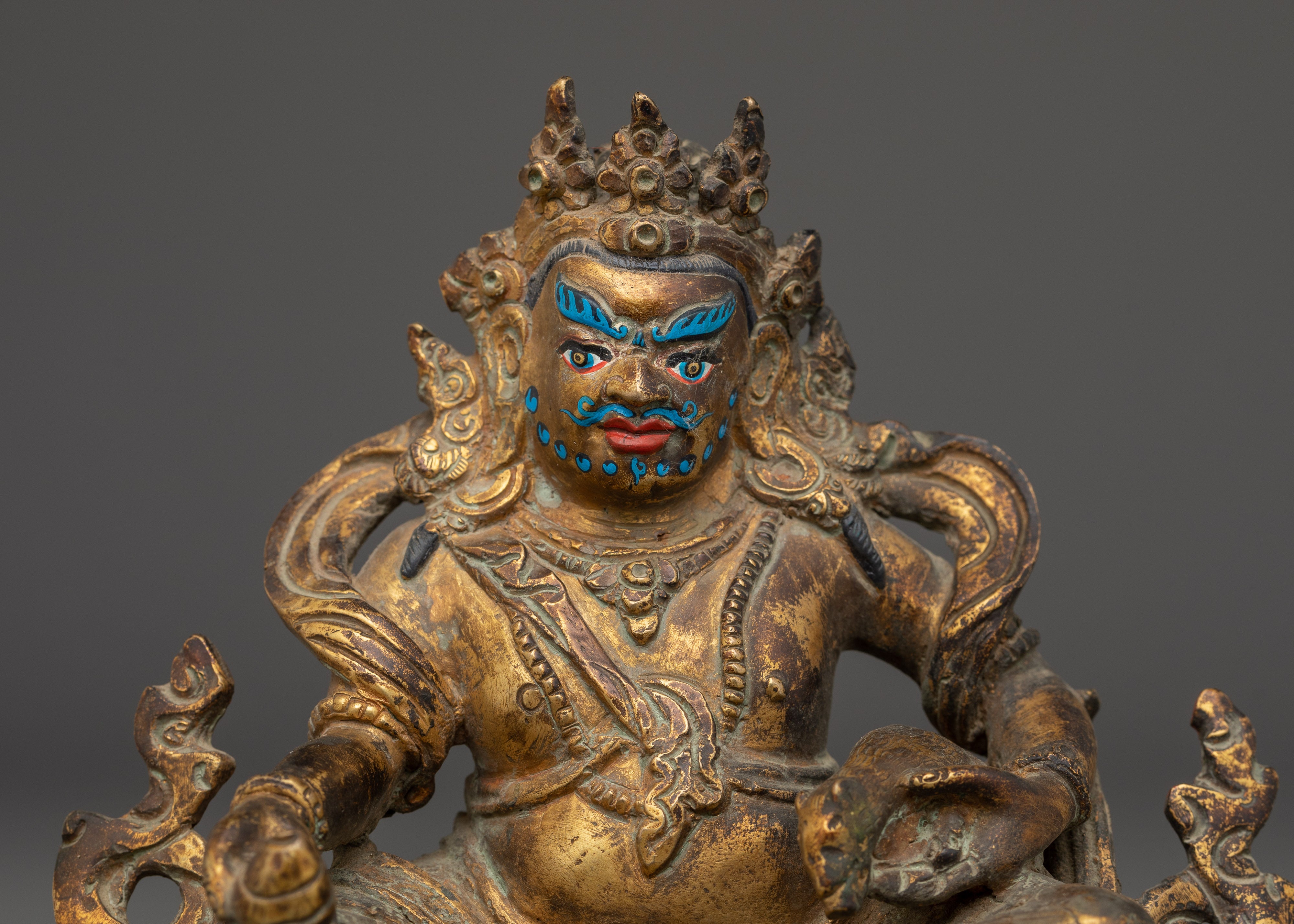 Dzambhala Oxidized Buddhist Sculpture | Statue for Meditation, Prosperity, and Decor