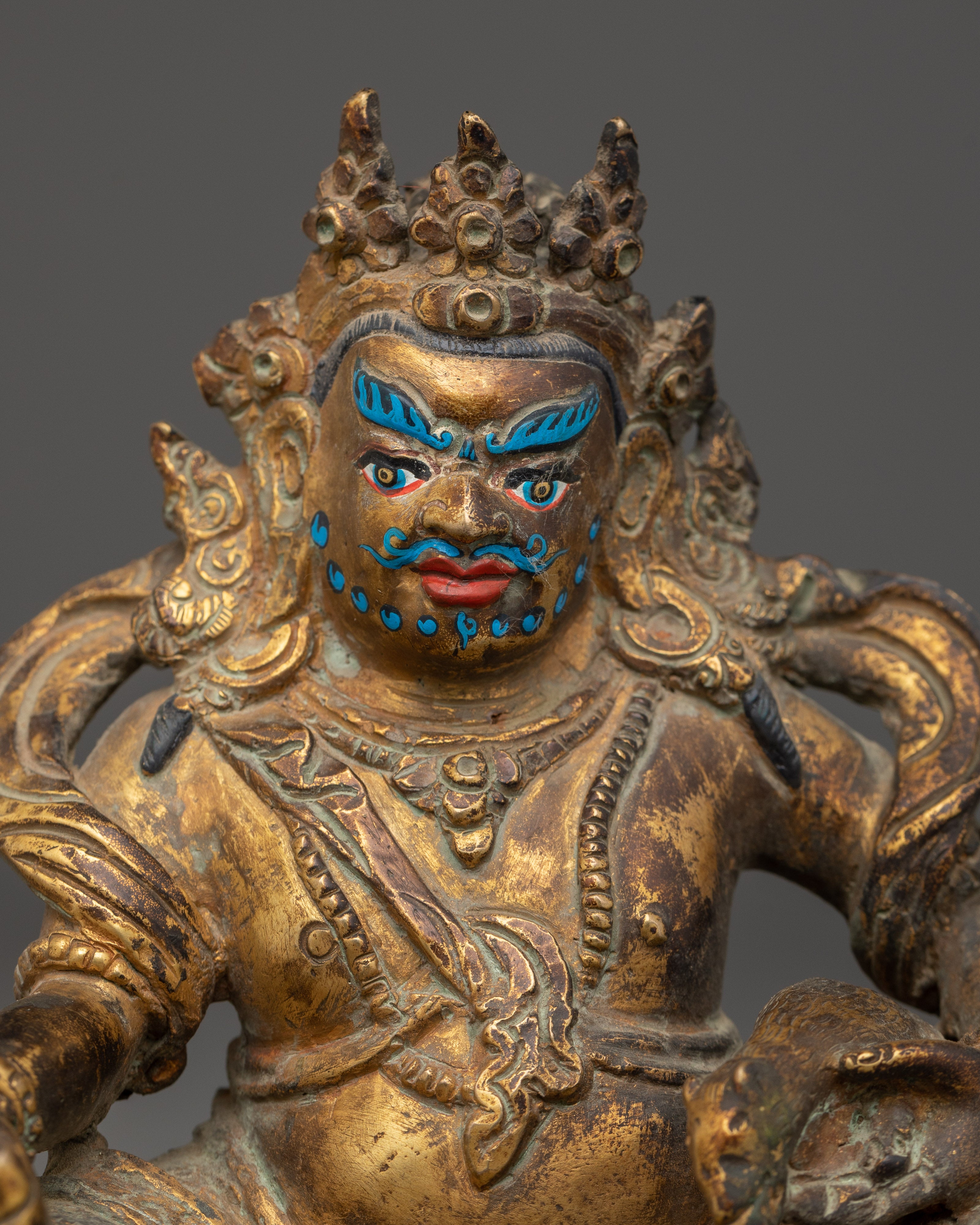 Dzambhala Oxidized Buddhist Sculpture | Statue for Meditation, Prosperity, and Decor