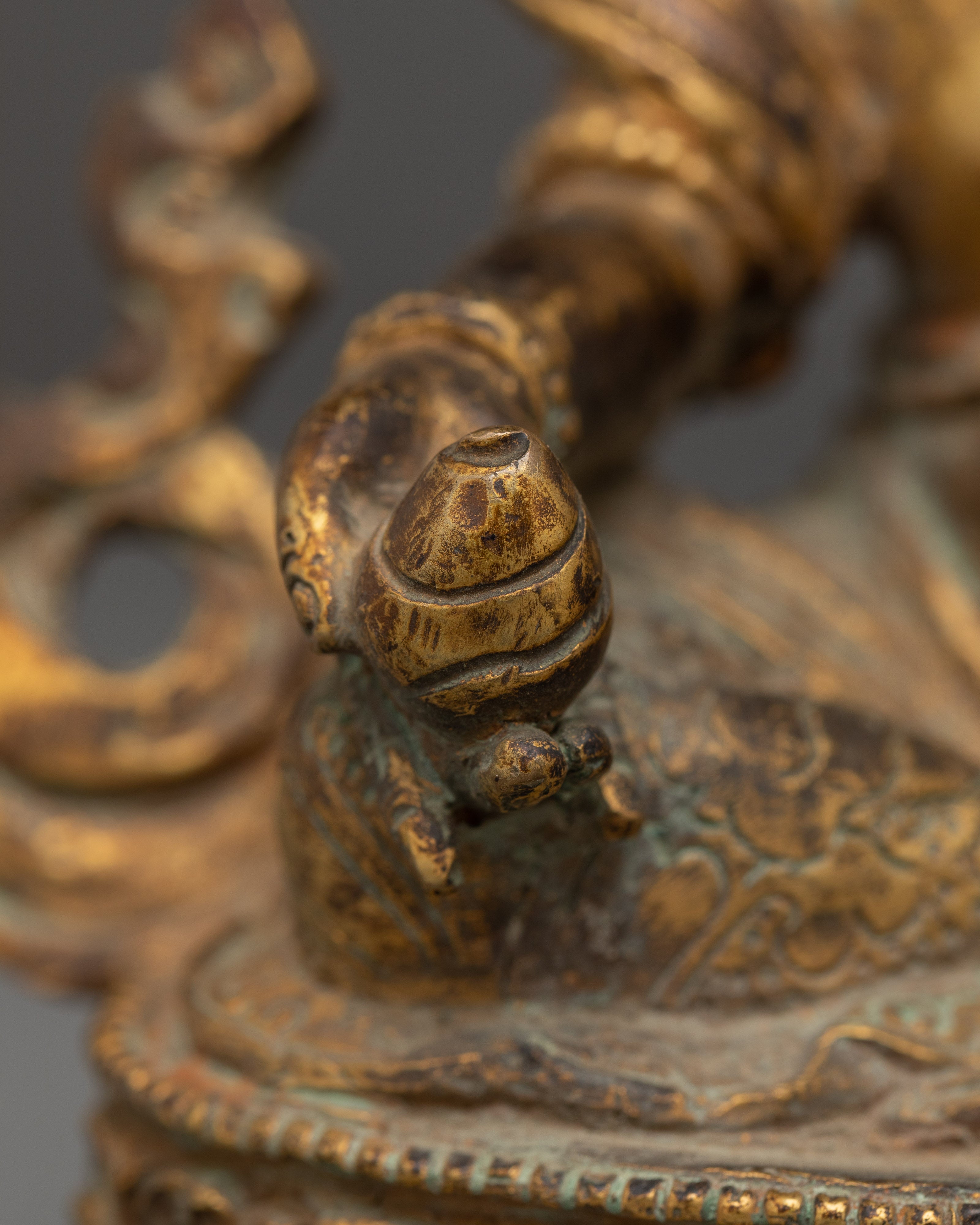 Dzambhala Oxidized Buddhist Sculpture | Statue for Meditation, Prosperity, and Decor