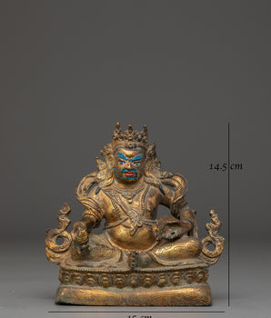 Dzambhala Oxidized Buddhist Sculpture | Statue for Meditation, Prosperity, and Decor