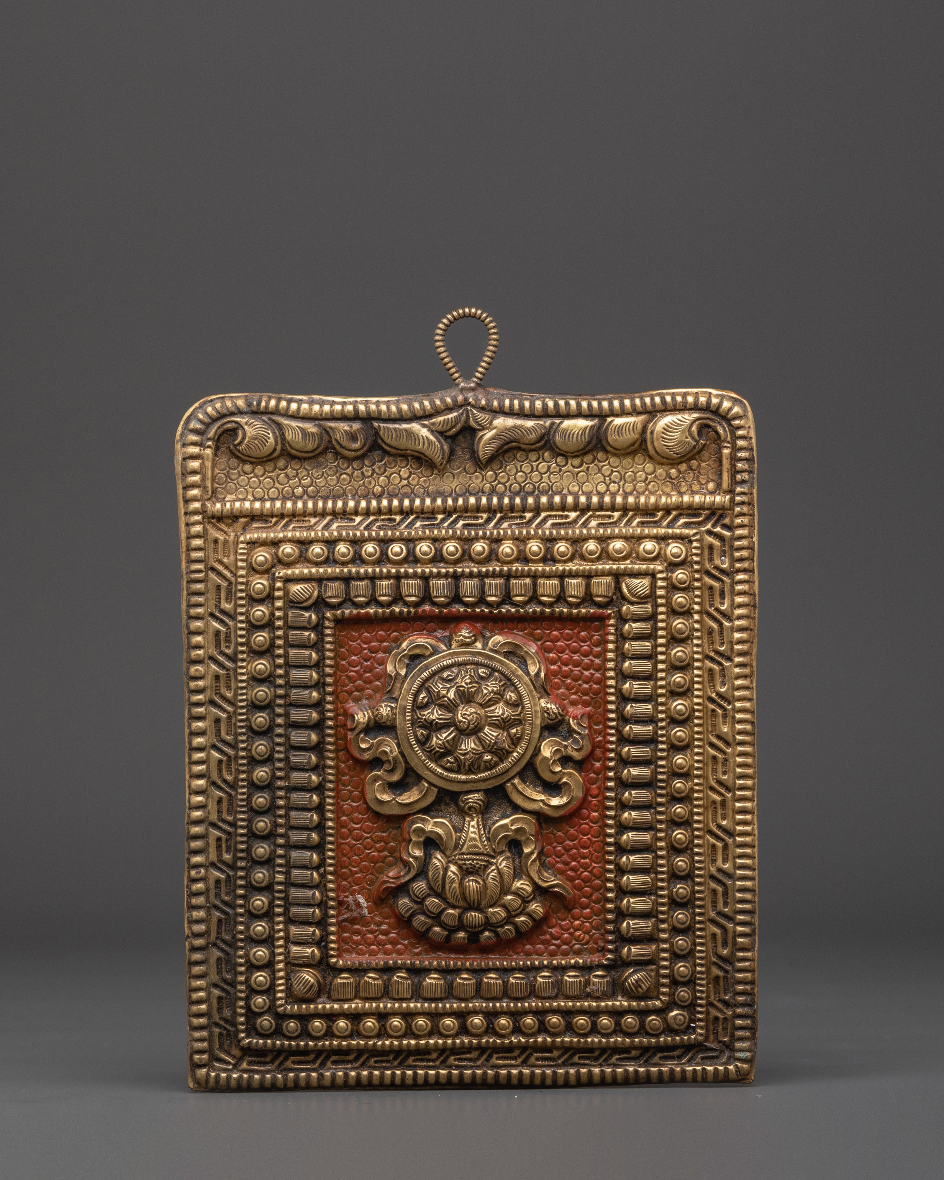 Tibetan Ashtamangala Wall Hanging | Brass Eight Auspicious Symbols Buddhist Decor