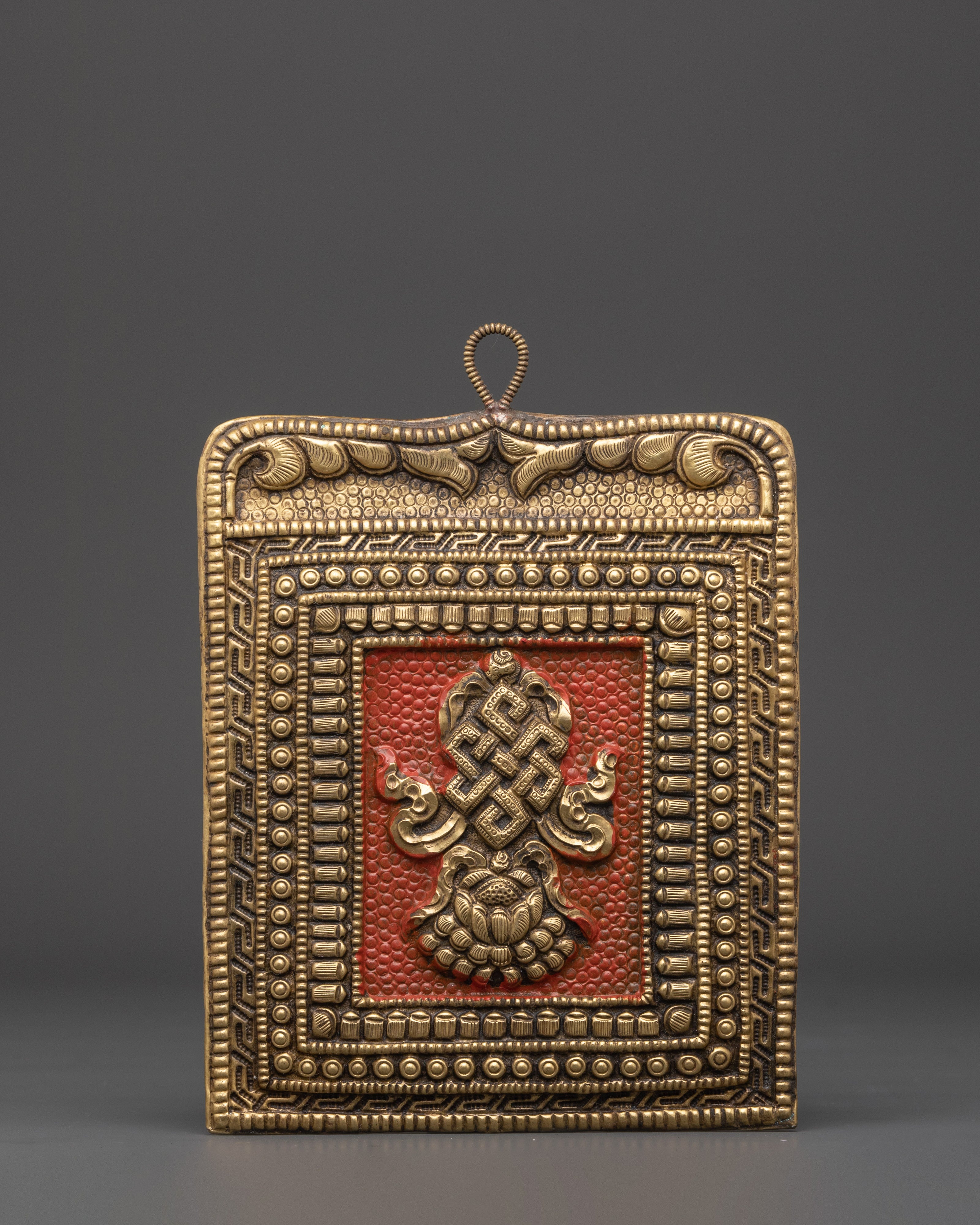 Tibetan Ashtamangala Wall Hanging | Brass Eight Auspicious Symbols Buddhist Decor