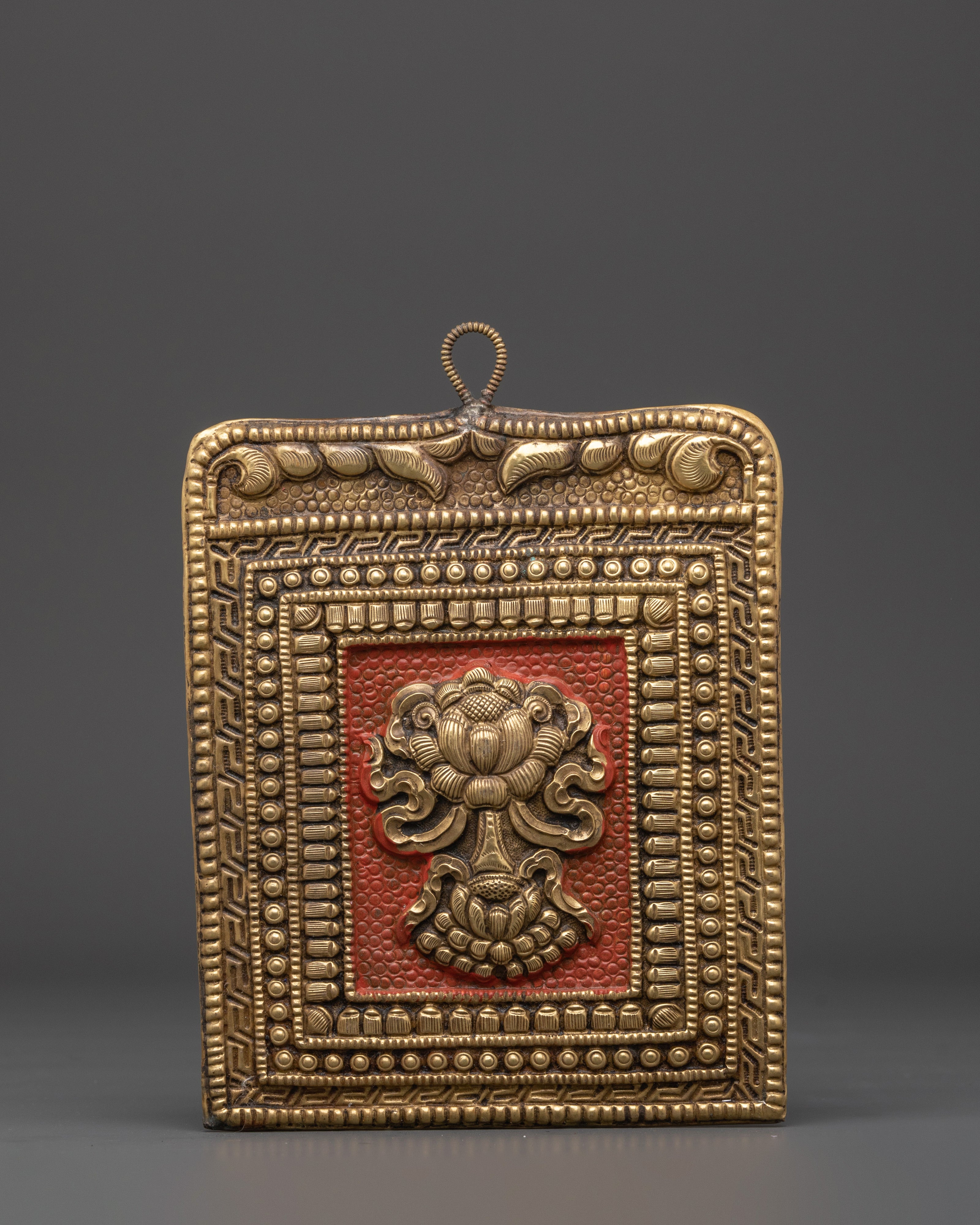 Tibetan Ashtamangala Wall Hanging | Brass Eight Auspicious Symbols Buddhist Decor